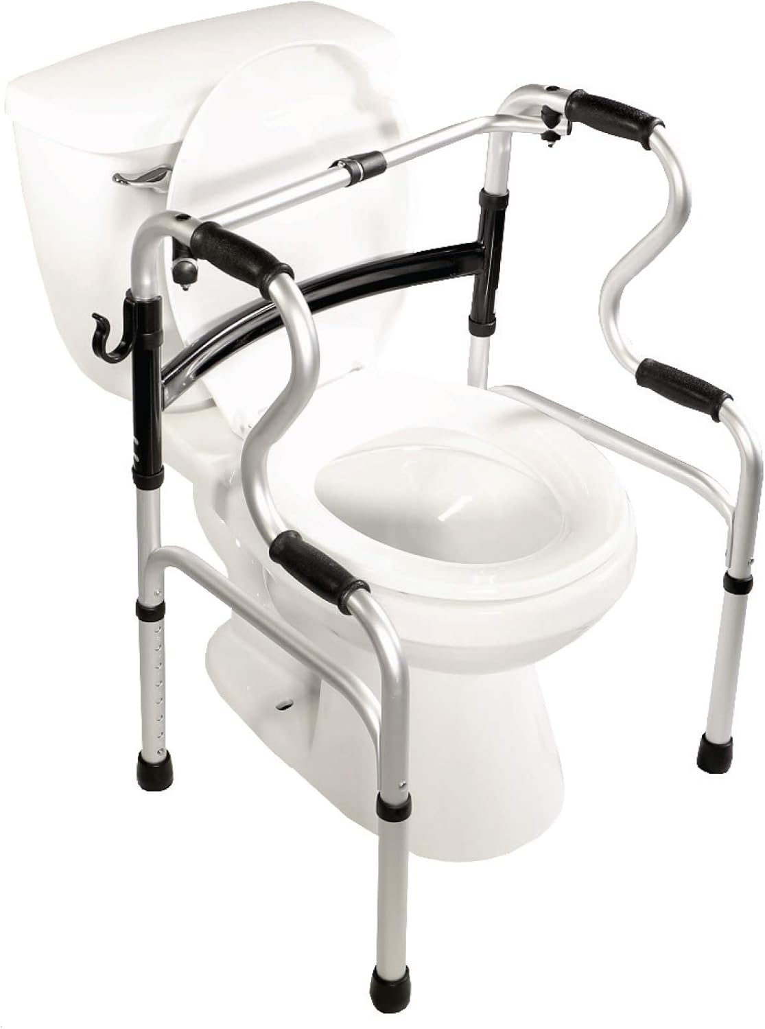 PCP Dual Folding 5-in-1 Bathroom Mobility & aid Commode Walker seat, Height Adjustable Daily Living aid, Regular