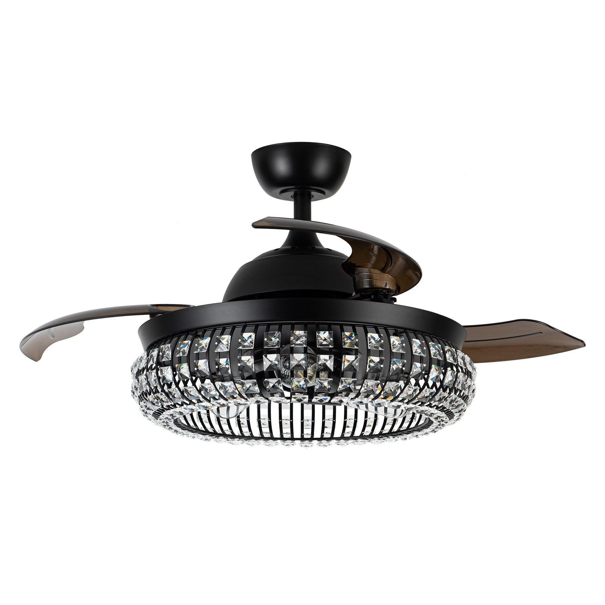 Parrot Uncle 42-Inch Modern Downrod Mount Crystal Ceiling Fan with Lighting and Remote Control (F4716Q110V)