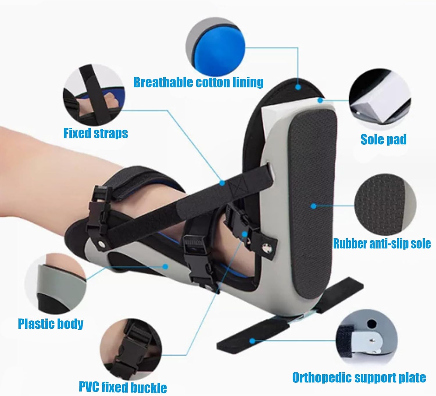 HUANGJUN Adjustable Plantar Fasciitis Night Foot Splint Achilles Tendonitis Brace for Fascia, Tendon and Postoperative Recovery for Men and Women,B,M