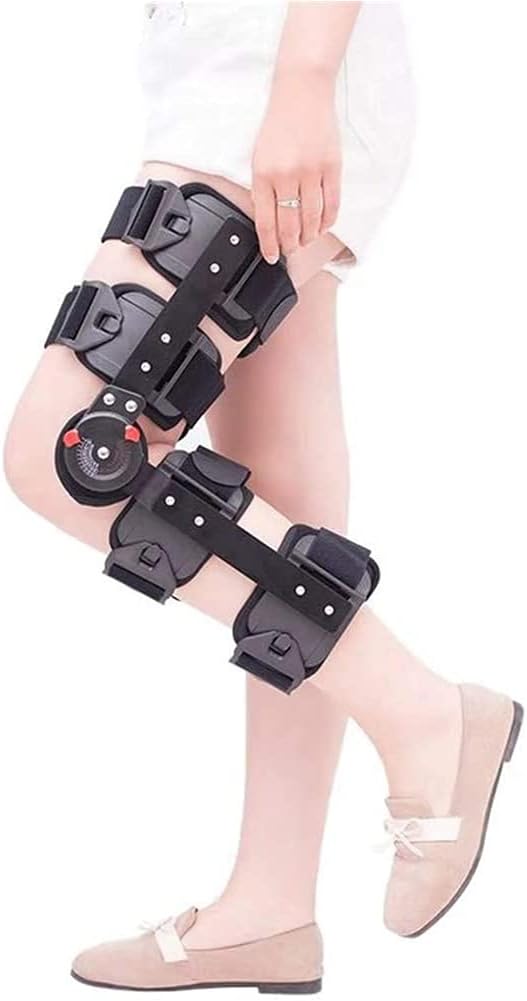Knee Orthosis Support Joint Stabilizer, Hinged Knee Brace Fracture Fixed Guard Splint Leg Protector Fully Adjustable Calf Ankle Foot Fixed Bracket - Universal Size