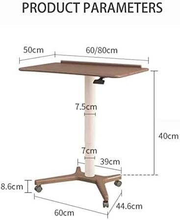 Overbed Table with Wheels, Solid Wood Adjustable Lifting Desk, Movable Study for Home, Hospital, and Medical Use, Height from 69-109CM(L 80 CM)