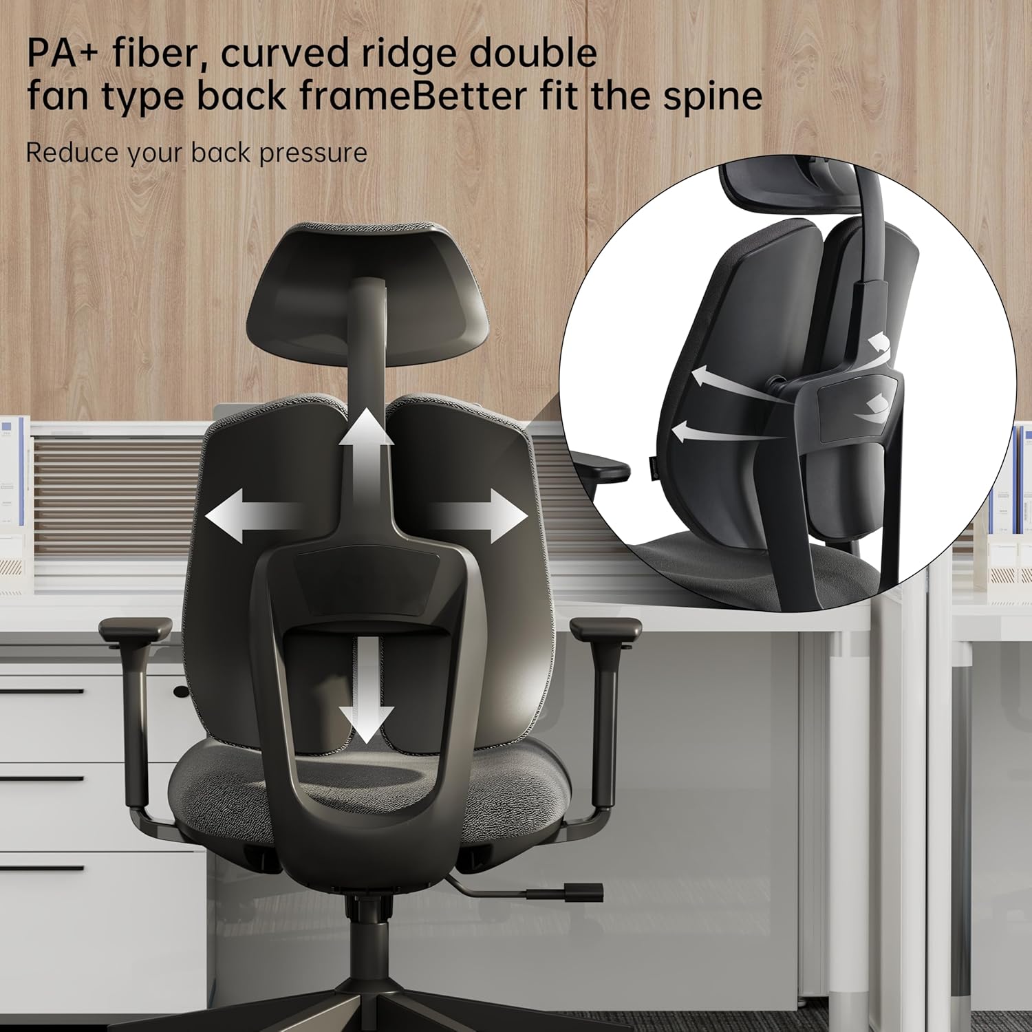 EUREKA ERGONOMIC Mesh Office Chair Ergonomic With Lumbar Support, Comfy Office Desk Chair With Adjustable Dual Back Support And Headrest, Black Office Chair With 3D Arms And Adjustable Height For Home