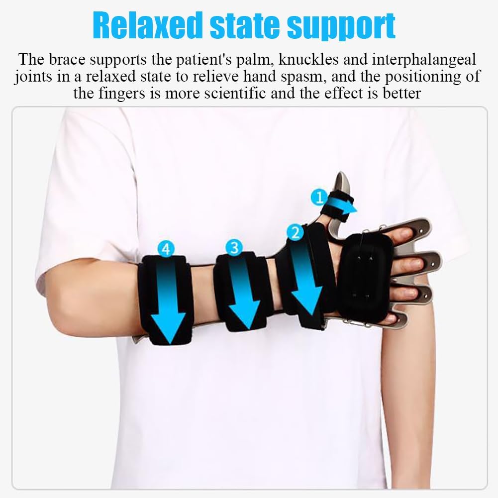 Finger Splint Extension Board, Finger Rehabilitation Device, BOA Lacing System, Quadruple Pressure Fixation, Strap Elastic Adjustable, for Stroke, Hemiplegia, Traumatic Brain Injury