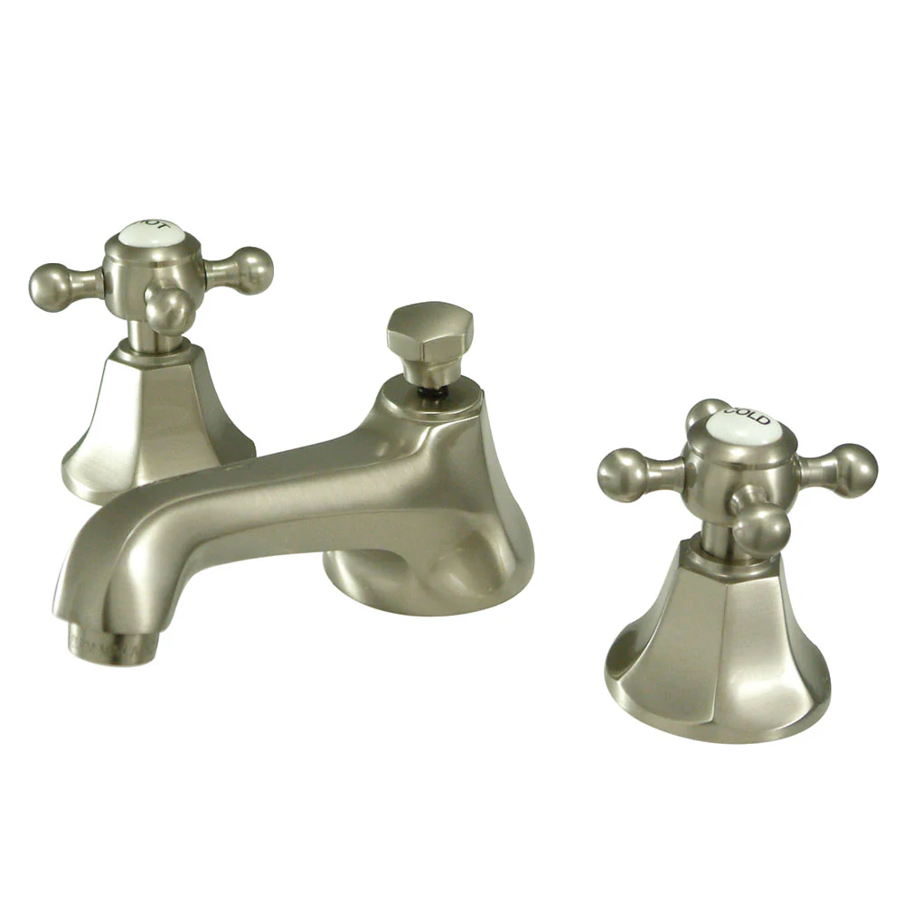Kingston Brass Metropolitan Widespread Bathroom Faucet with Brass Pop-Up, Brushed Nickel (KS4468BX)
