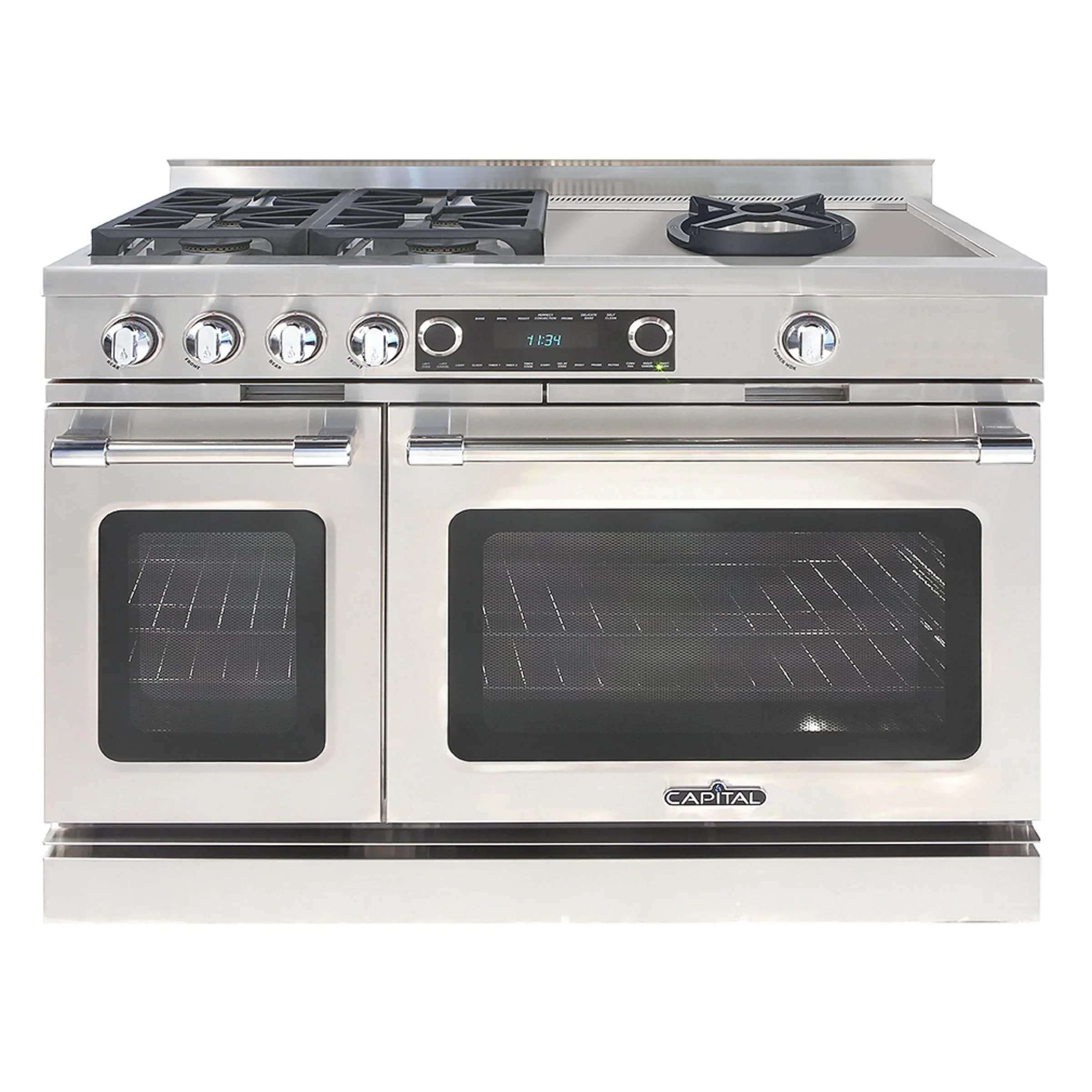 Capital 48-Inch Grand Chef Dual Fuel Range in Stainless Steel with 4 Sealed Burner, & Open Power Wok (CSB484CW)