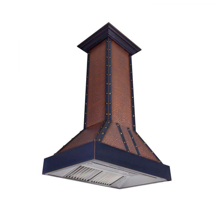 ZLINE 36-Inch Designer Series Embossed Copper Finish Island Range Hood with 700 CFM Motor (655i-EBBBB-36)