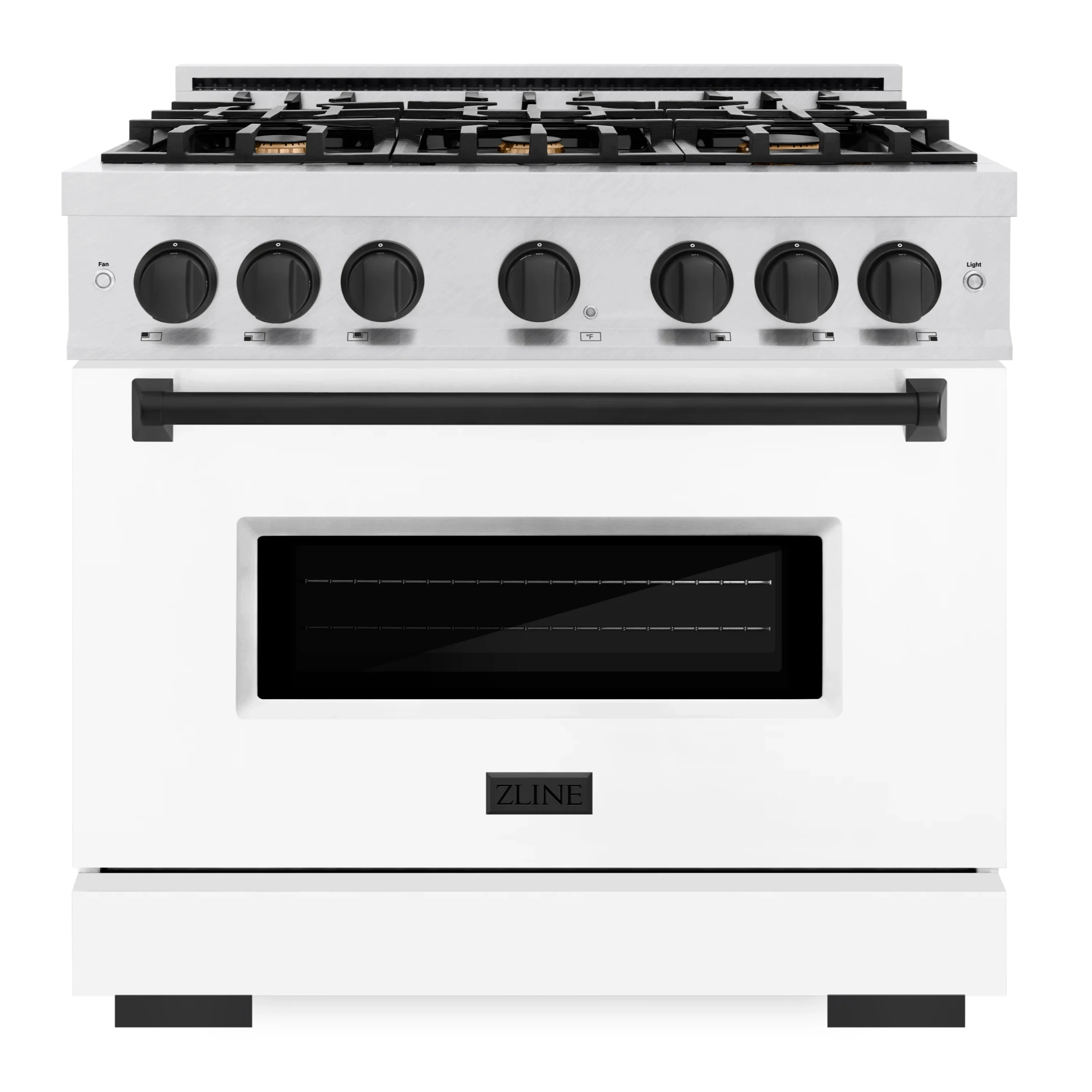 ZLINE Autograph Edition 36-Inch Classic Series Dual Fuel Range in Satin Stainless Steel with White Matte and Matte Black (CDRSZ-WM-36-MB)