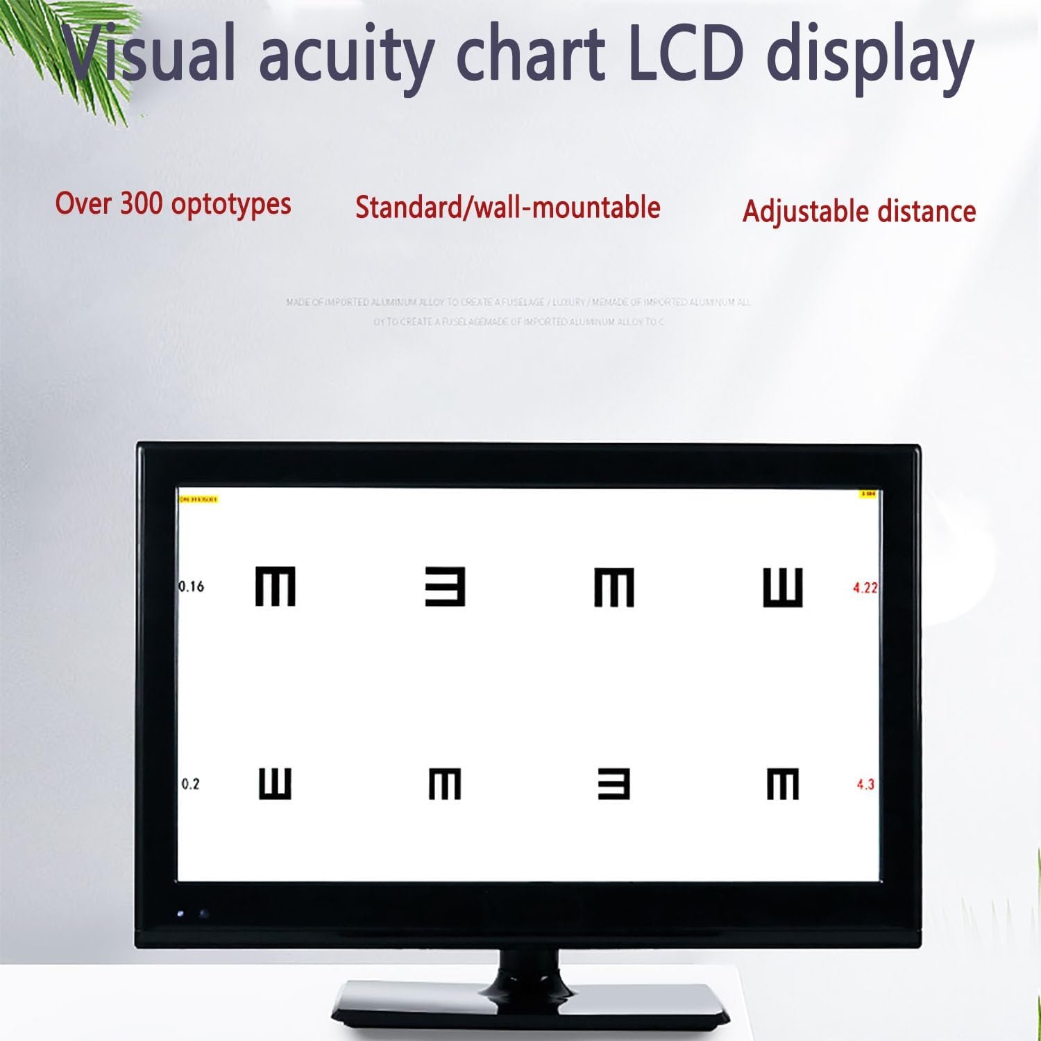 Electronic Vision Tester, LCD Digital Eye Chart with Remote Control and 300+ Visual Targets, 1-6.2m Adjustable Distance, Can Be Placed/Wall-Mounted for Home, Clinic Use