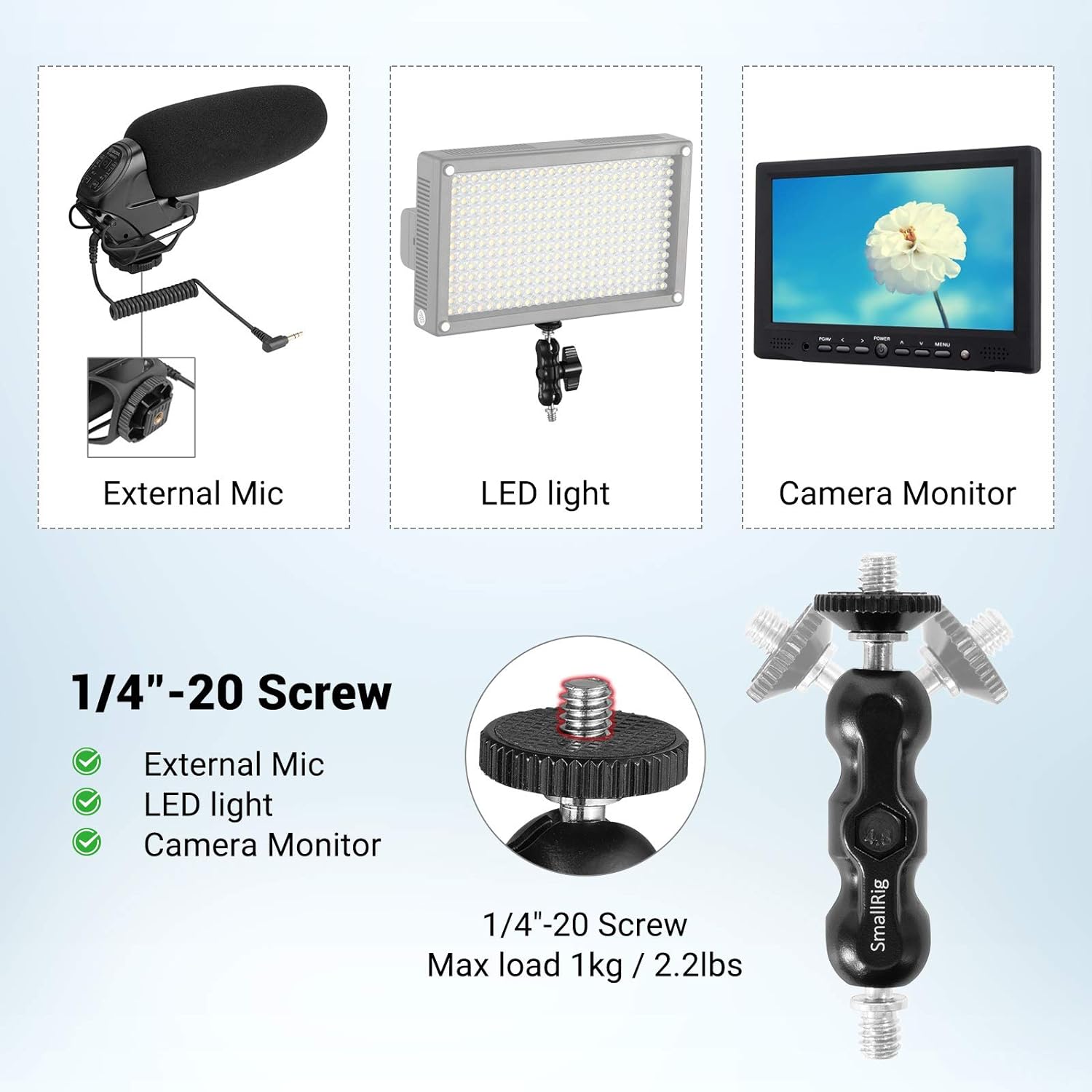 SmallRig Universal Magic Arm with Small Ballhead (2pcs)+Top Handle with Record Start/Stop Remote Trigger for ARRI 3/8”-16 Hole