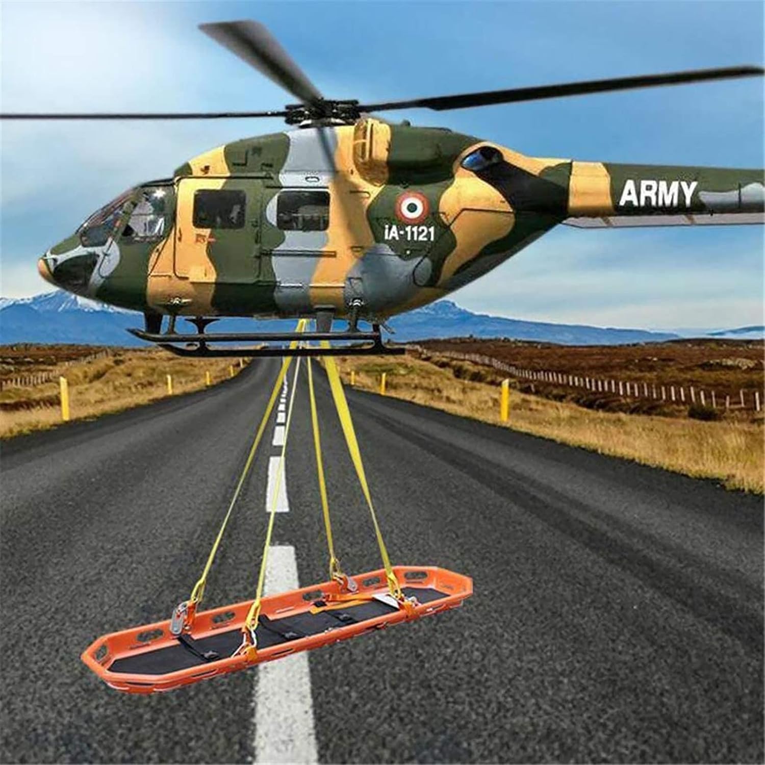 Stainless Steel Rescue Basket Stretcher with Straps & Lifting Sling - Emergency Helicopter Stretcher for Safe Patient Transport and Quick Rescue Operations