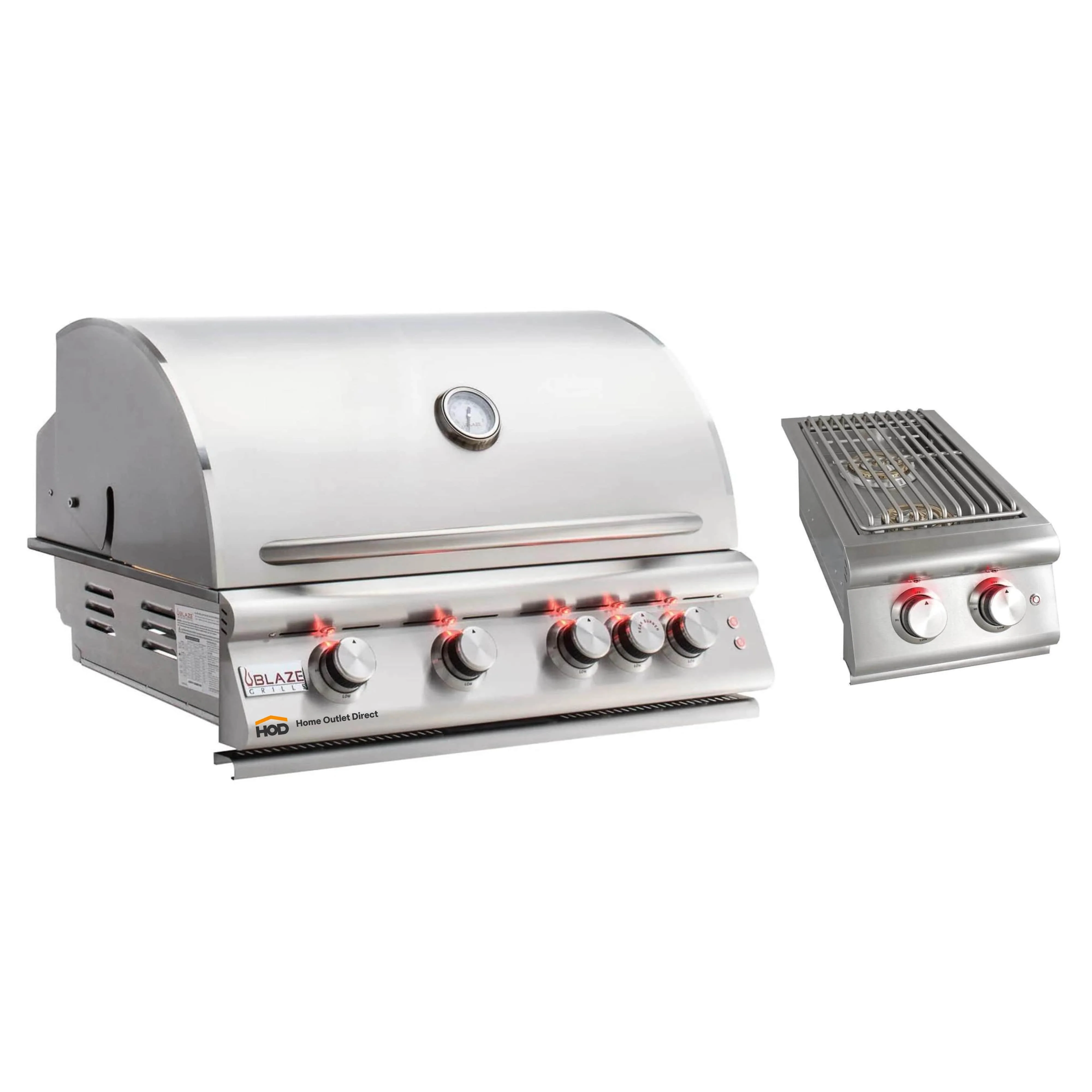 Blaze  Package - Premium LTE Marine Grade 32-Inch 4-Burner Built-In Natural Gas Grill and Double Side Burner in Stainless Steel