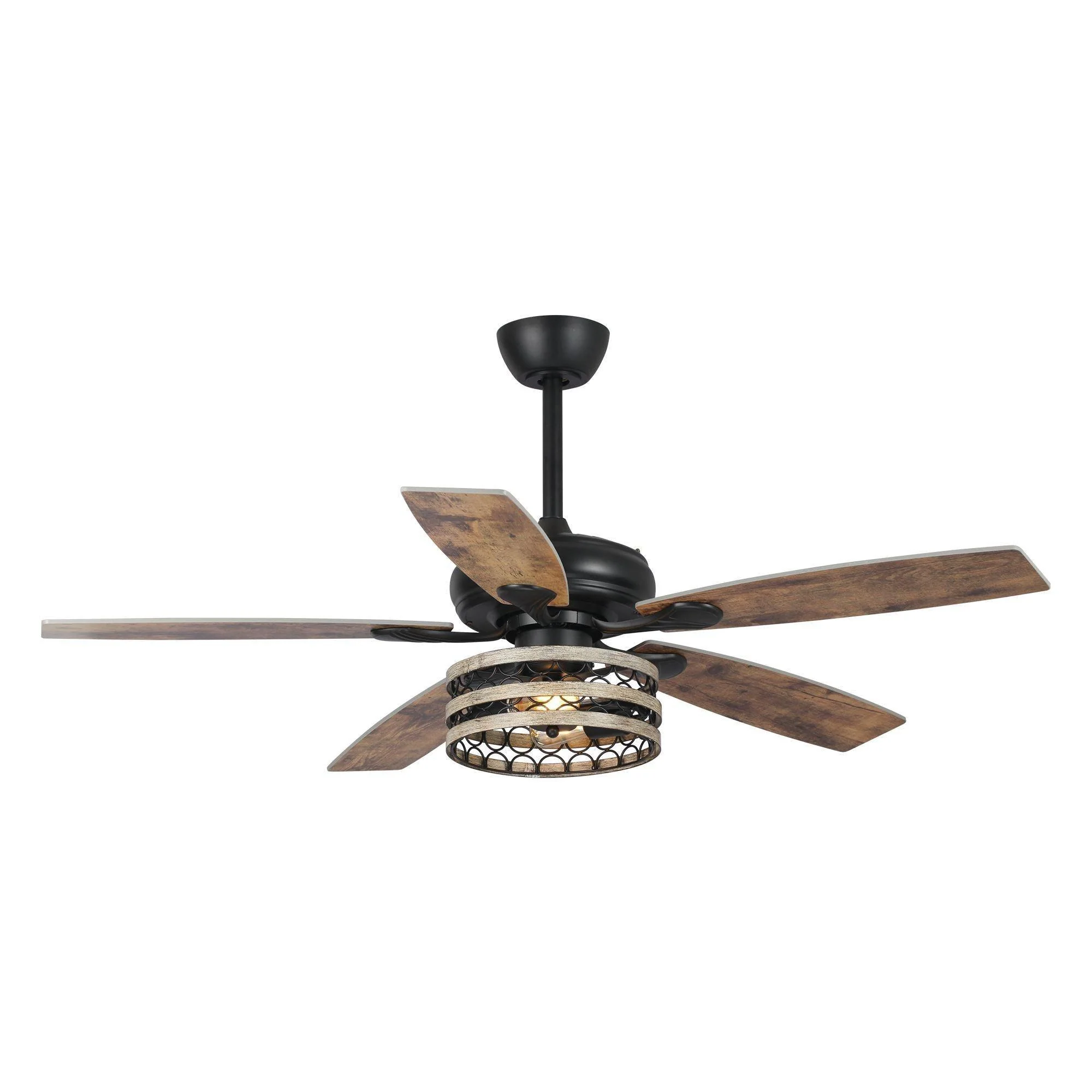 Parrot Uncle 52-Inch Hyderabad-Secunderabad Farmhouse Downrod Mount Reversible Ceiling Fan with Lighting and Remote Control (F6319Q110V)