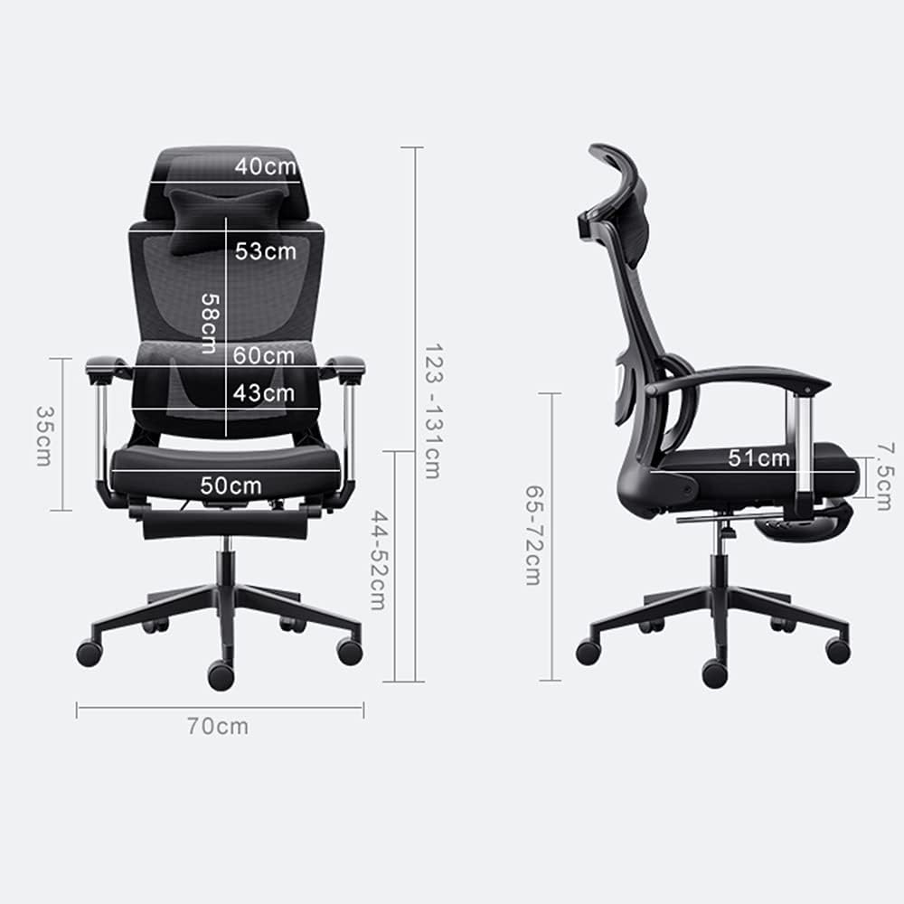 Executive Recline Tables and Chairs Linkage Armrest Lumbar Support High Back Net 155° Tilt 360° Rotation Seat Lift Reinforced Nylon Resin Base Silent PU Casters Unisex(