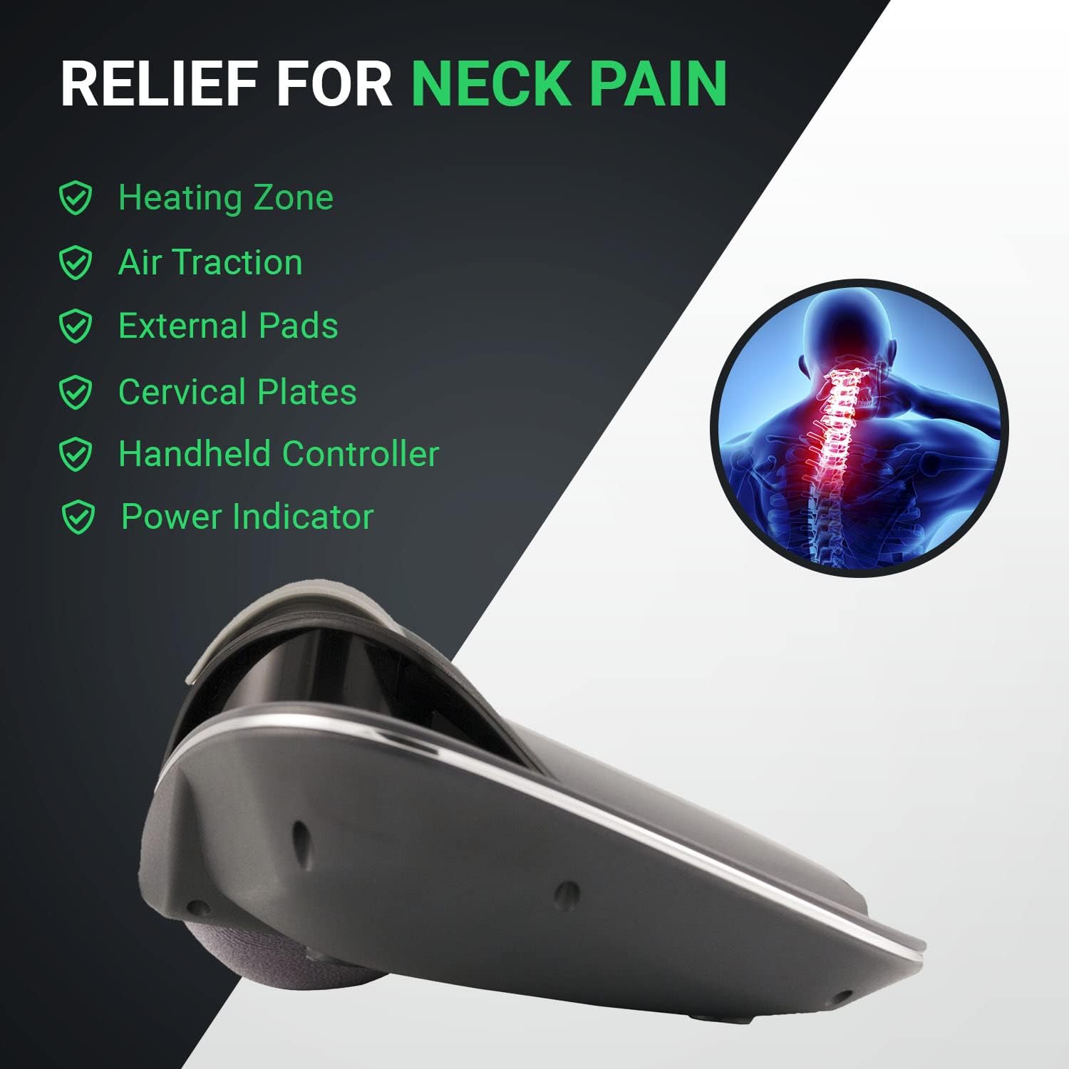 Neck Traction with Heat Therapy by Dynamic Wedge Cervical - Automatic Device, Multi-Function Programs, Adjustable Temperature - Neck Pain Relief, Stretcher