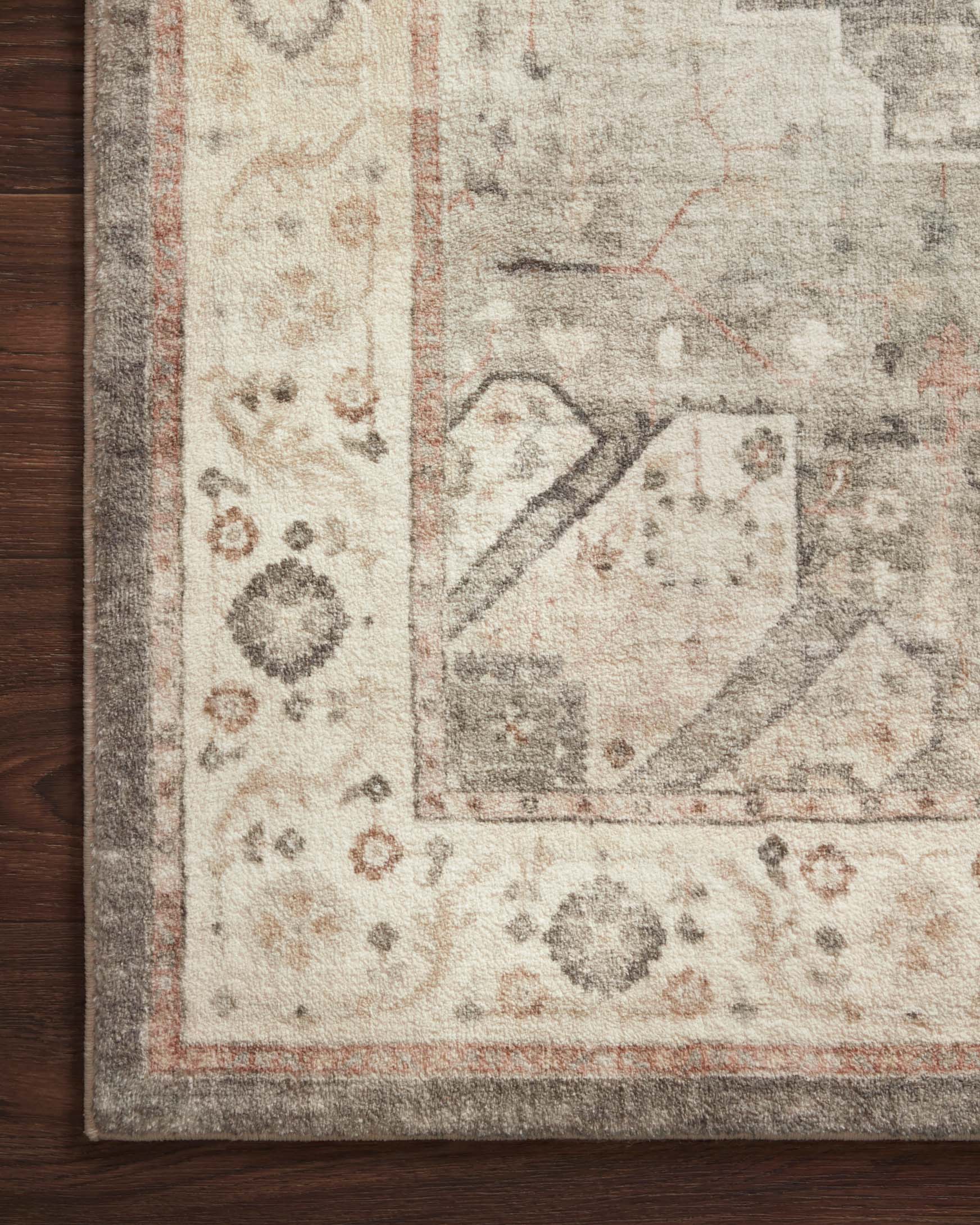 Loloi II Rosette Collection - Traditional Power Loomed Rug in Slate & Ivory (ROS-09)