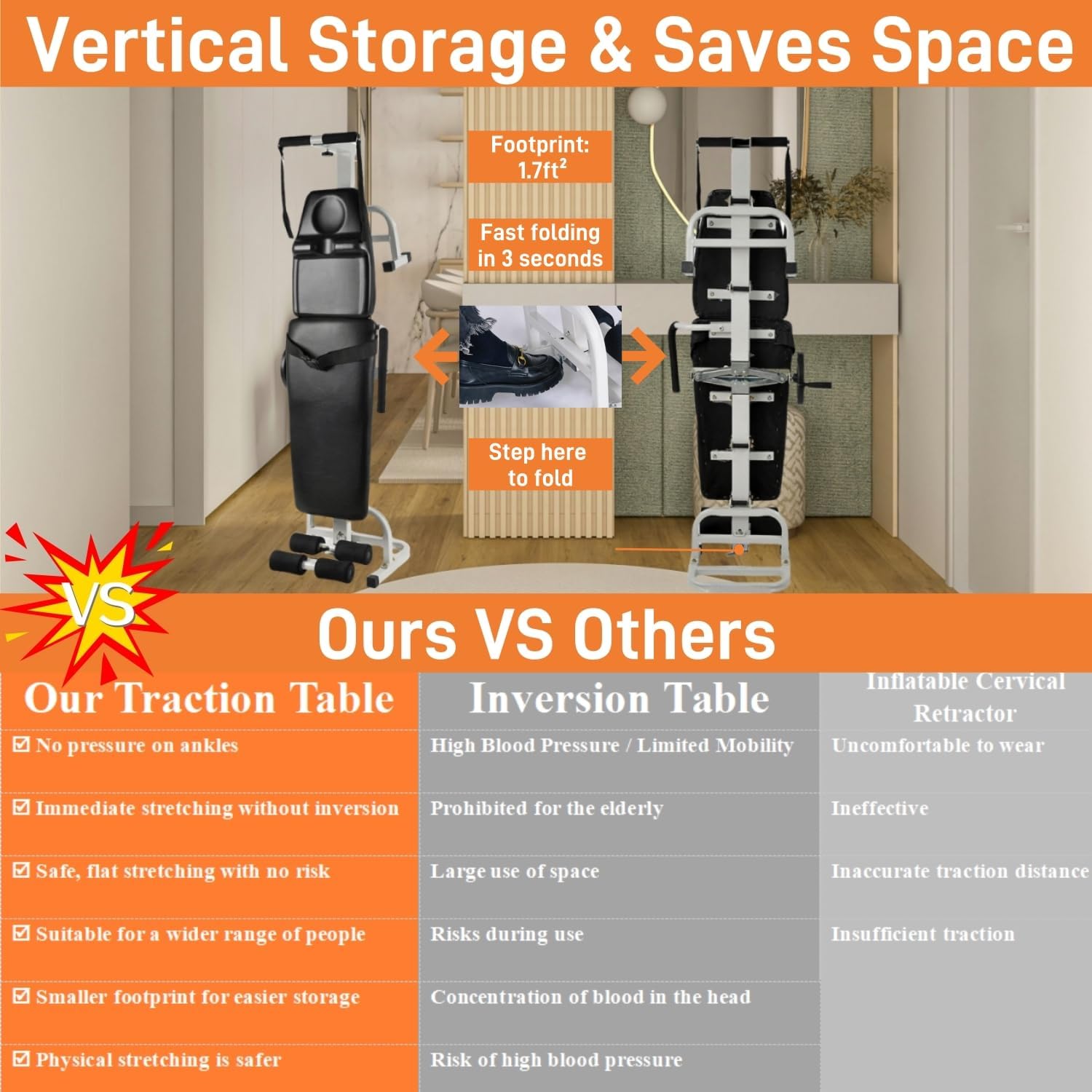Cervical Vertebra Traction Table, Back Stretch Bench, Waist Bed, Body Spinal Decompression, Cervical Vertebra and Lumbar Vertebra Massage Bed, Physical Heal Extension Device