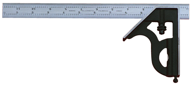 #11H-12-16R - 12'' - 16R Graduation - Regular Blade - 2 Piece Combination Square Set