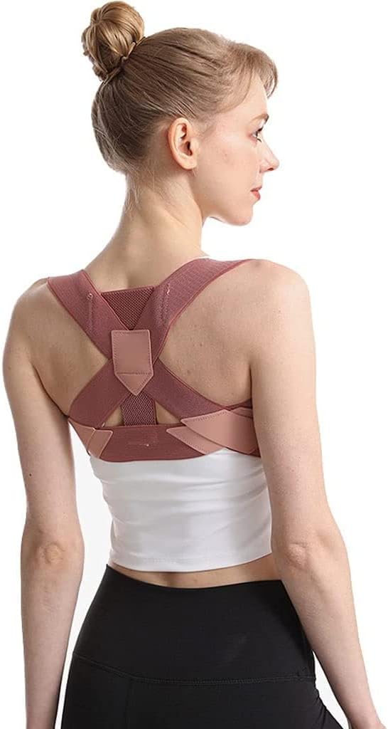 Posture Corrector Women Gathered Chest Support Clavicle Back Brace Adjustable Breathable Back Support Providing Pain Relief Shoulder, Neck Back Posture (Color :, Size : Large) (Medium)
