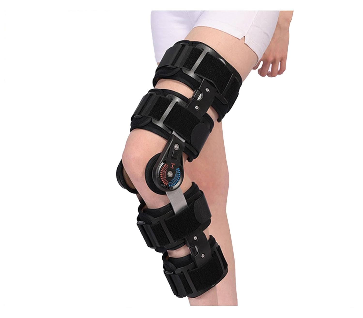Adult Hinged Rom Knee Brace, Adjustable Orthopedic Support Stabilizer for Fix the Knee Joint, Support the Knee Joint, And Protect the Knee Joint, Left/Right Leg, Black