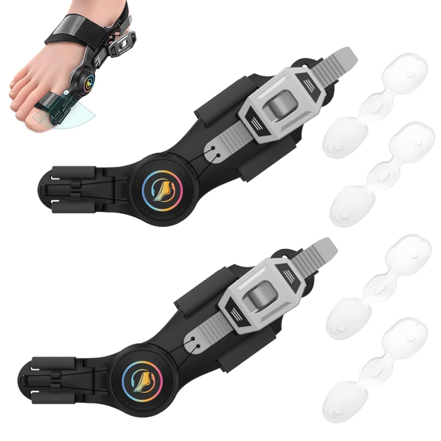 Upgraded Bunion Corrector for Women and Men, Orthopedic Bunions Correction with Non Slip Big Toe Straightener, Adjustable Bunion Splint Suitable for Left/Right Feet Pain Relief, 2PCS