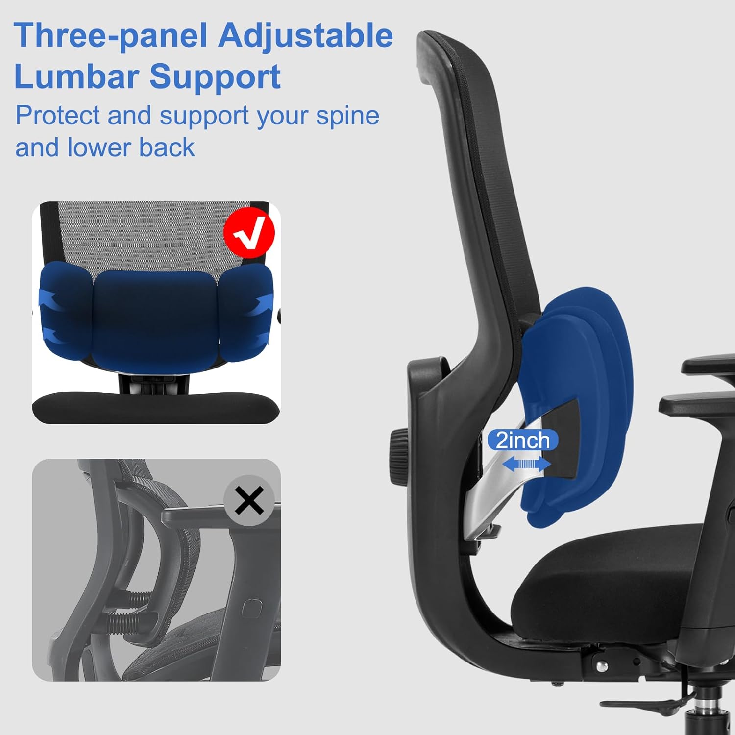 Ergonomic Office Chair, Ergonomic Desk Chair with Adjustable Height, Lumbar Support, High Back Mesh Support with Adjustable Armrests, Task Chairs for Home Office Computer-350LBS