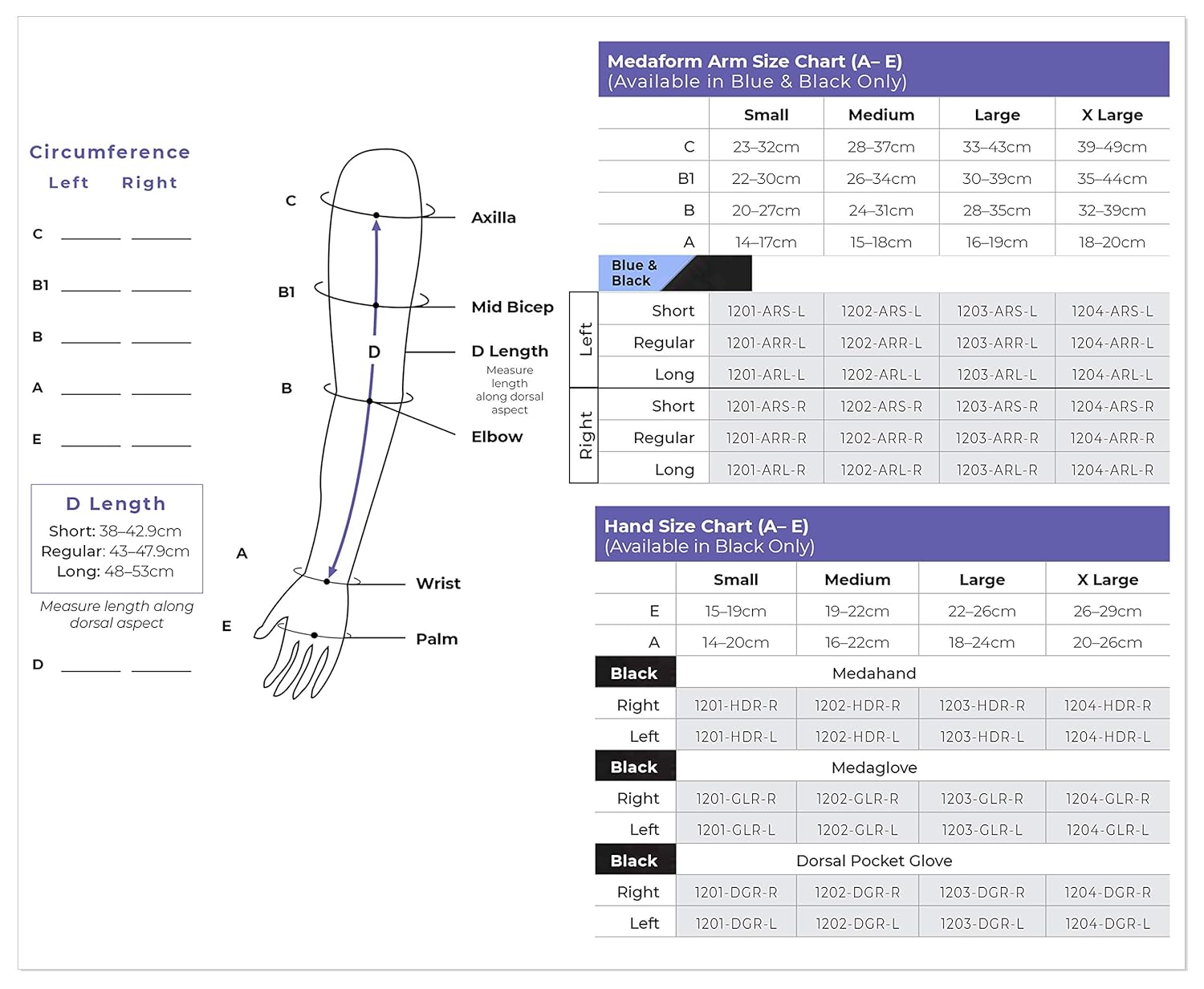 30-40 mmHg Medafit Firm Arm Sleeve W/Straps and Medahand; Sm Long; Left; Black SIGVARIS