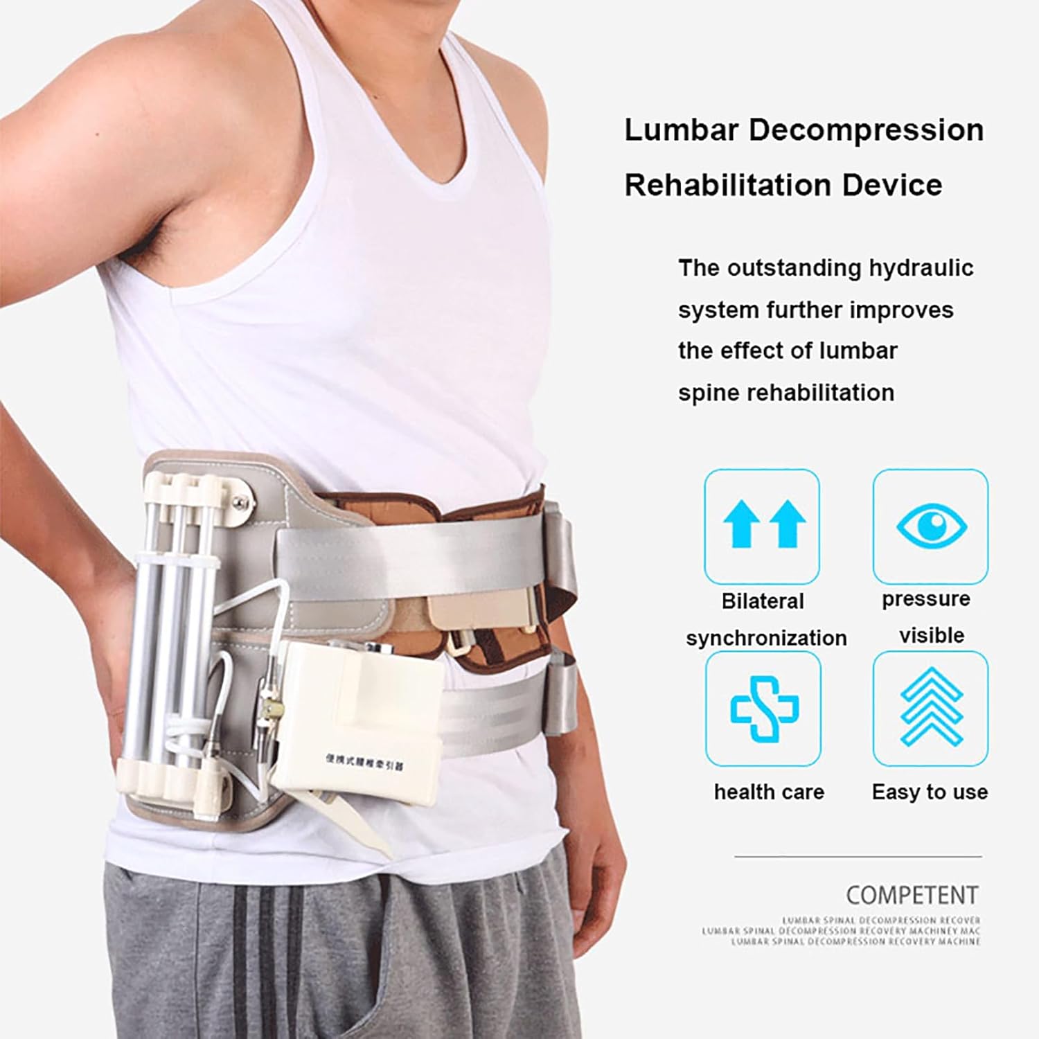 Lumbar Decompressor, Scoliosis Brace Posture Corrector, Bilateral Synchronization/Pressure Visualization, Waist Protection Belt for Men and Women with Lumbar Muscle Strain,SideCur