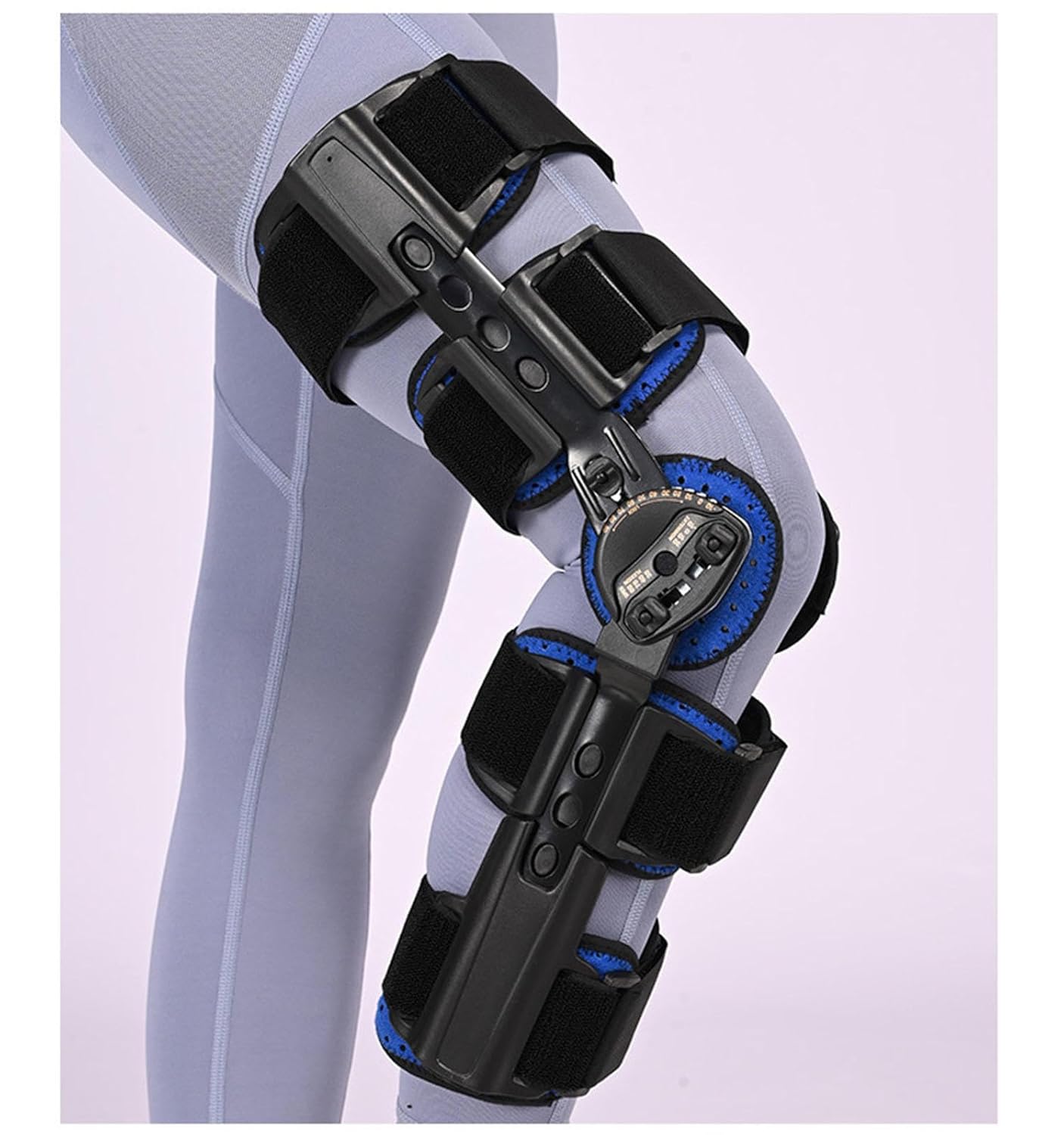 Adjustable Post-Operative Knee Brace Knee Immobilizer, Hinged Rom Knee Brace for Men Women, Knee Fixed Brace Bracket for Meniscus Ligament Injury, With Strap, Black