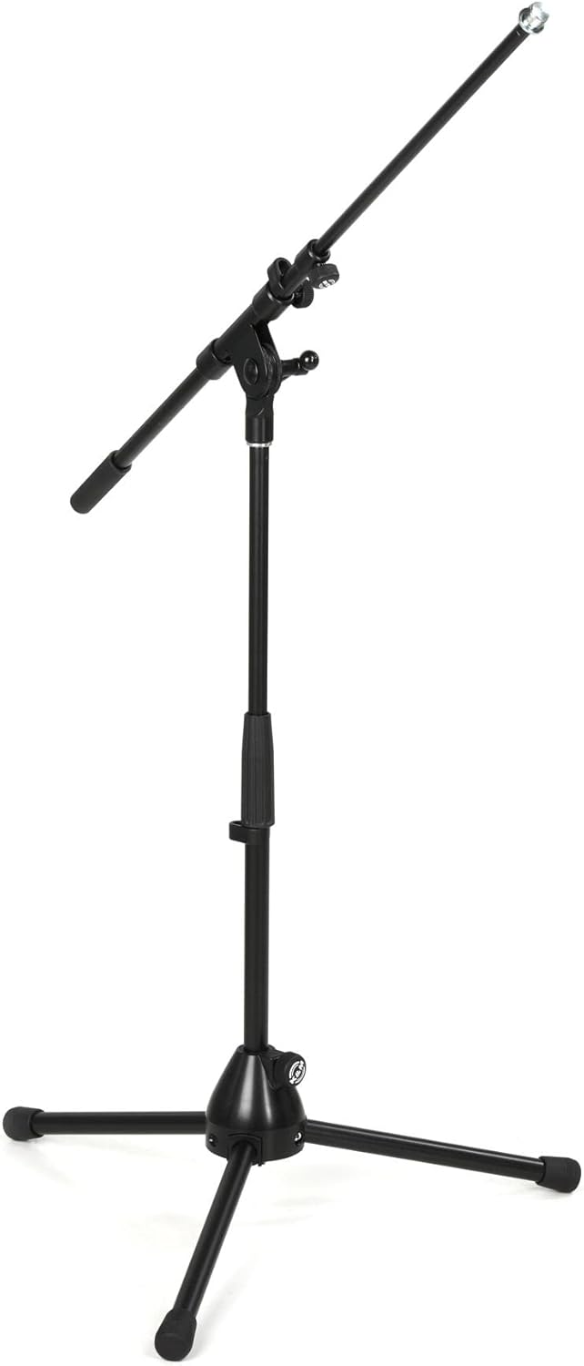 K&M - Konig & Meyer 25900.500.55 - Low Level Microphone/Telescopic 2-Piece Boom Arm Stand - Zinc die-cast base - Professional Grade for all Musicians - German Made - Black