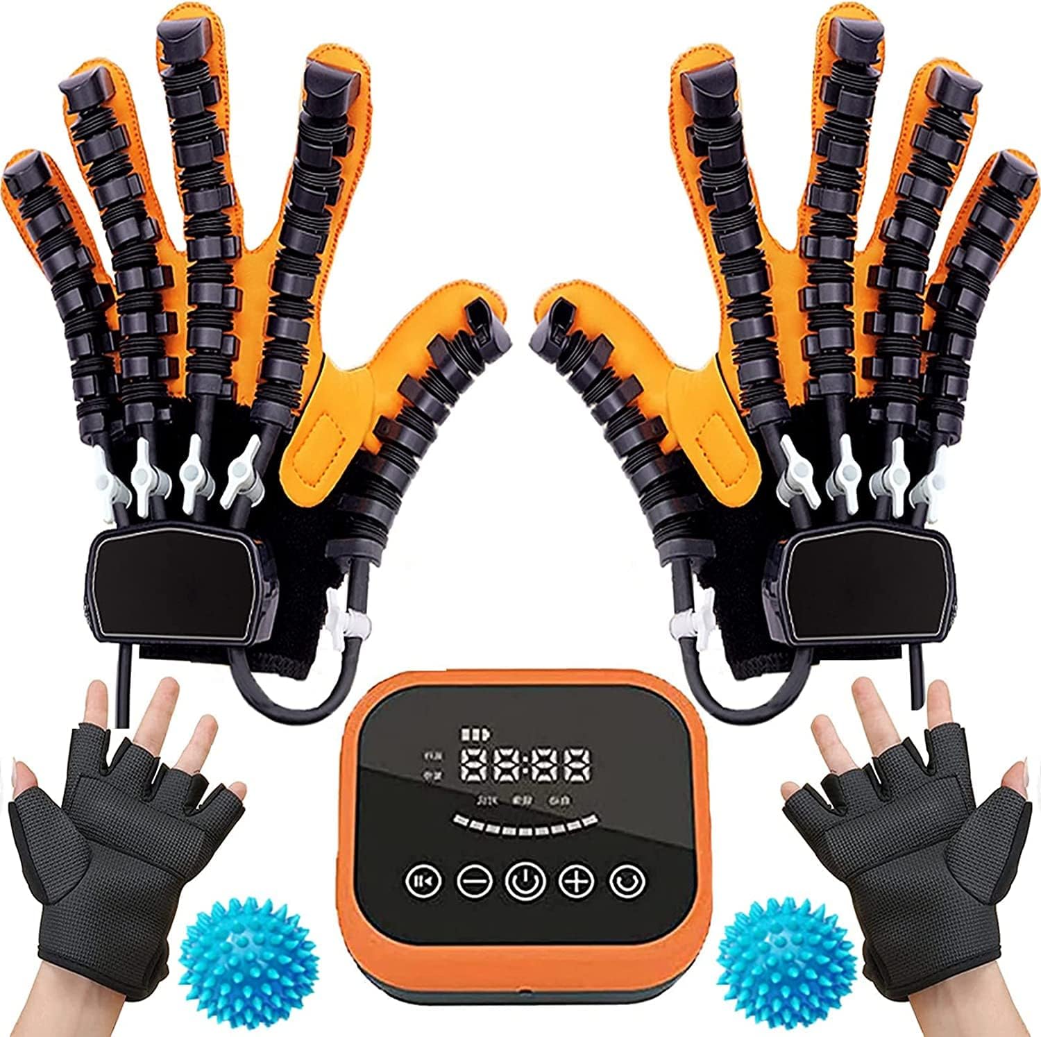 Finger Rehabilitation Training Robot Gloves,Hemiplegia Stroke Hand Therapy Equipment, Hand Exercisers Effectively relieves Hand Fatigue, Stiffness and Finger Joint Pain (XL,Yellow)