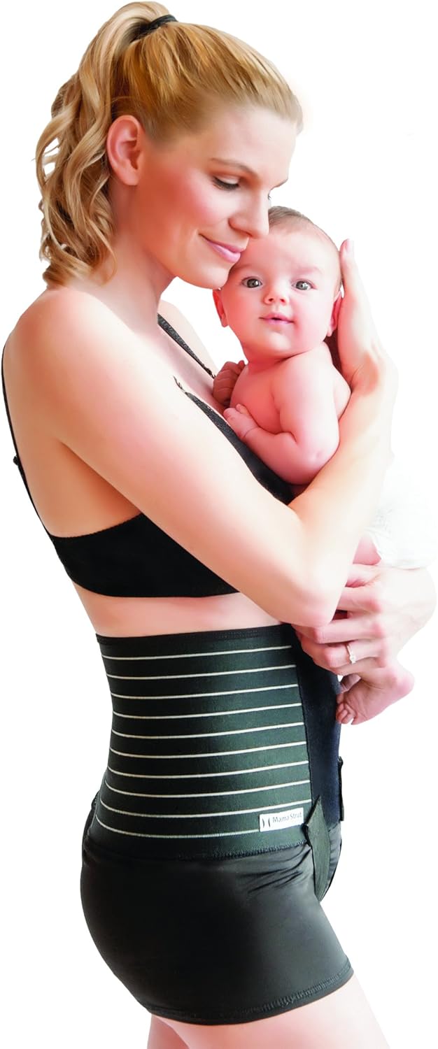 Mama Strut Postpartum Support Brace - Recovery Wrap Combines Compression, Heat and Cold Therapy - Extra Small