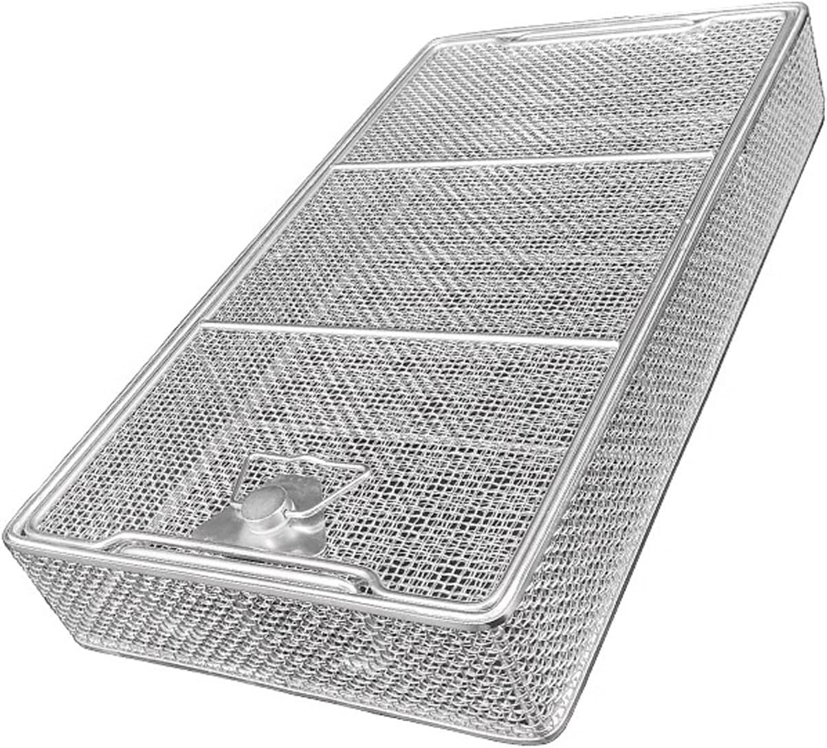 304 Stainless Steel Separate Lid Surgical Instrument Sterilization Basket, 0.16 Inch Mesh for Surgical Medical Dental Instruments(19.7in*11.8in*2.8in)