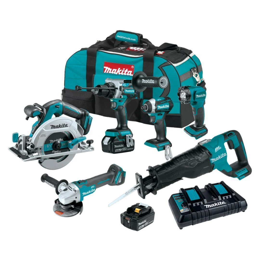 Makita XT616PT 18V LXT Lithium-Ion Brushless Cordless 6-Pc. Combo Kit (5.0Ah)