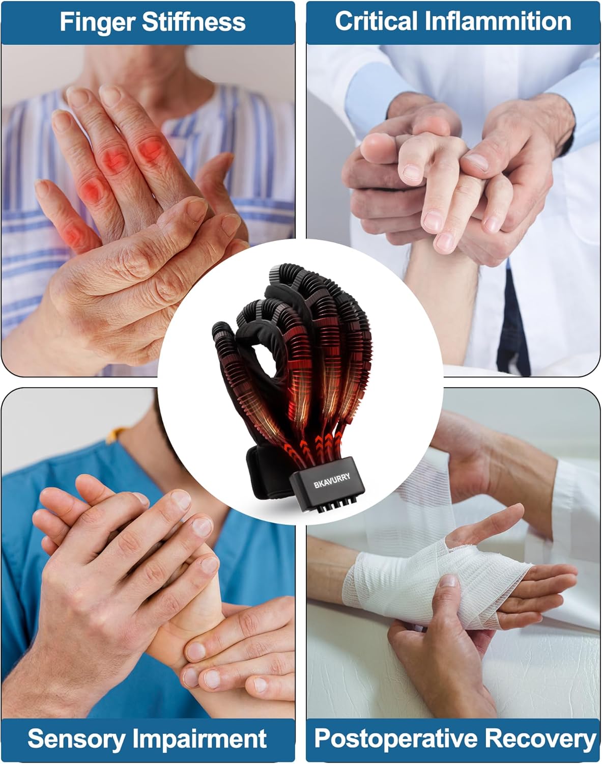 Rehabilitation Robot Gloves, Stroke Hand Therapy Equipment, Upgrade Heated Rehabilitation Gloves, Hand and Fingers Strength Training Device for Hemiplegia Stroke Arthritis Patients