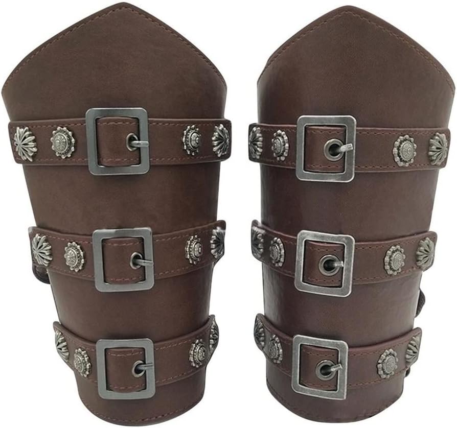 Leather Wide Bracers Medieval Retro Arm Guards Armor Cuff Multiple Purposes Universal with Hardware Buckle