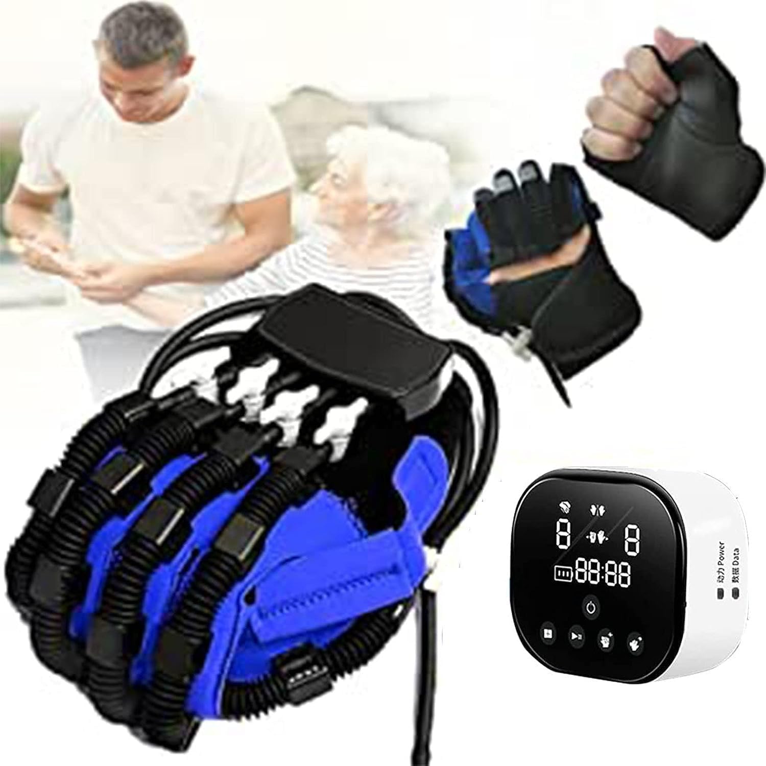 Hand Rehabilitation Robot Gloves Rehabilitation Robot Gloves, Finger Straightening Brace Guard Protector, Hand for Stroke, Finger Rehabilitation Training Equipment, for Long Term Relief (Color : Left