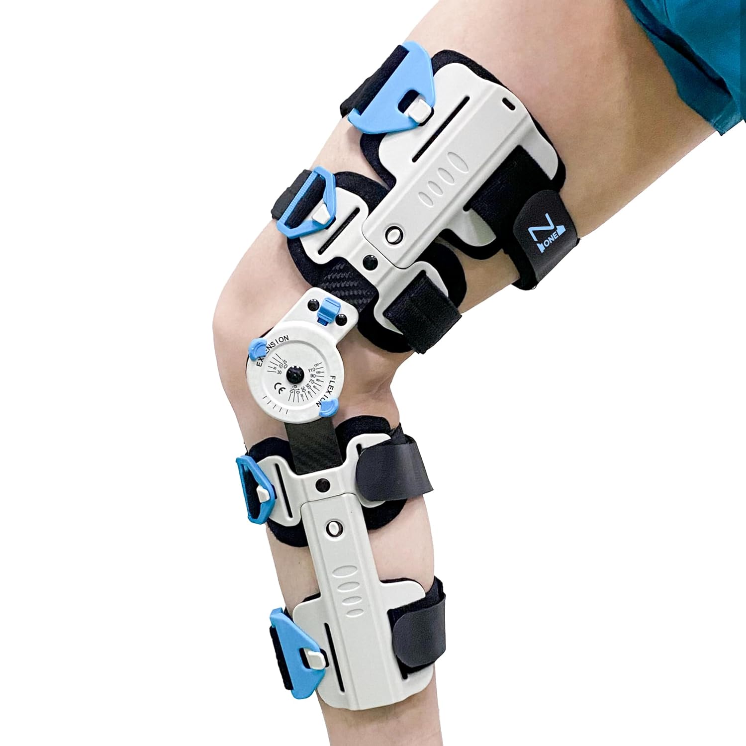 Z ONE Z1 K10 Eco Hinged ROM Knee Brace - Carbon Fiber Post Op Knee Immobilizer Lightweight Adjustable Leg Braces Medical Orthopedic Support for ACL, PCL, MCL Injury & After Surgery for Women & Men