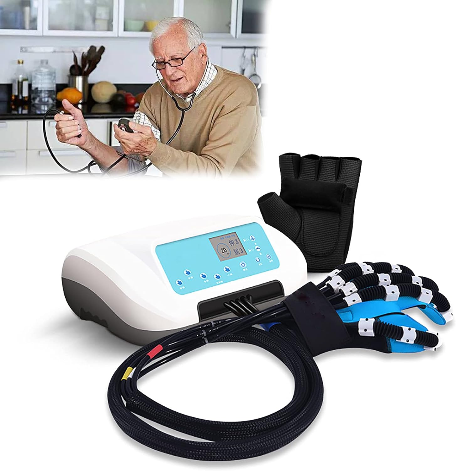 Rehabilitative Orthoses Stroke Hand Splint Finger Orthoses Soft Resting Hand Splint for Flexion Contracture Functional Hand Splint for Long-Term Relief,Left,XL