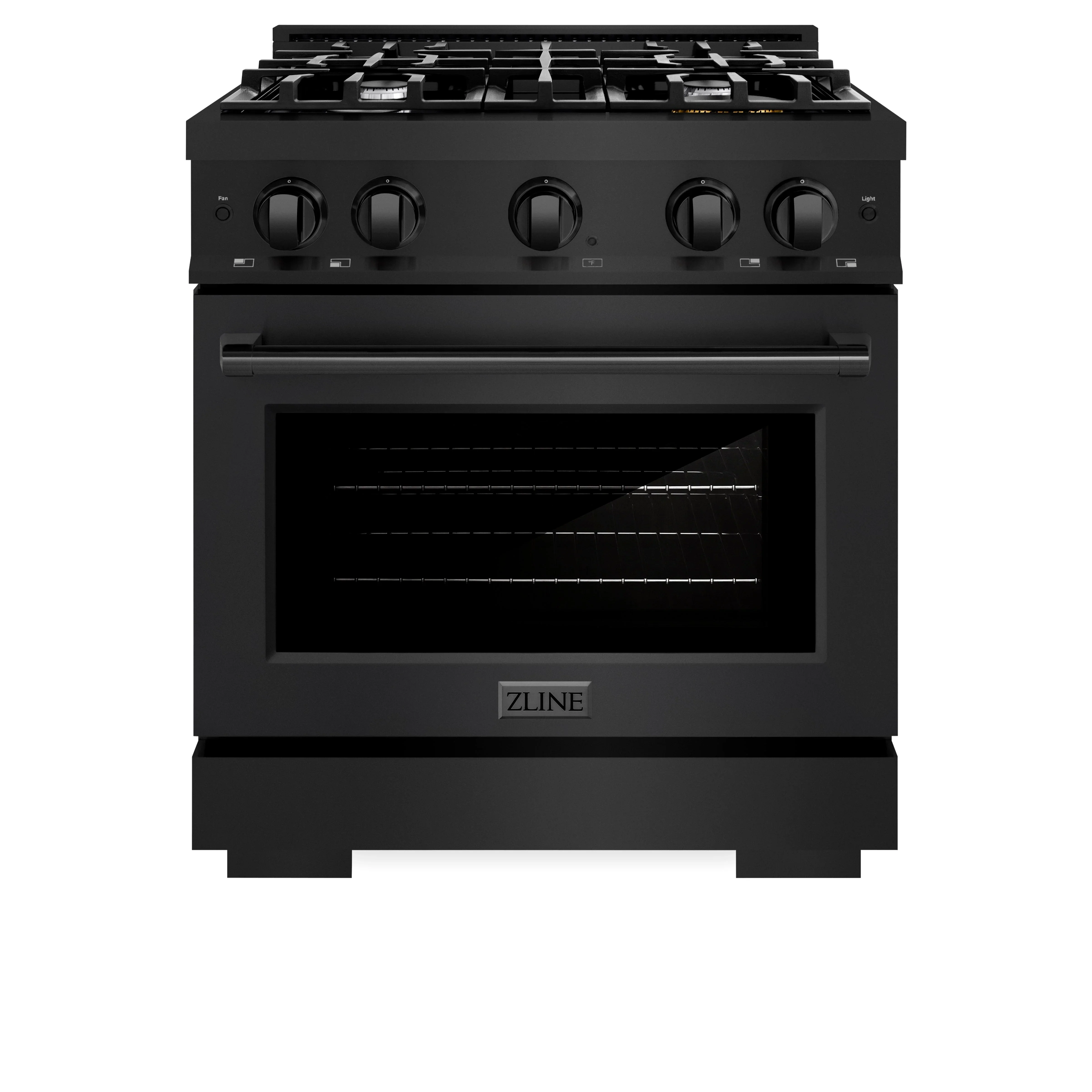 ZLINE 30-Inch Select Series Dual Fuel Range with 4 Gas Burner Cooktop and 4.2 Cu. Ft. Electric Convection Oven in Black Stainless Steel (HDRB-30)