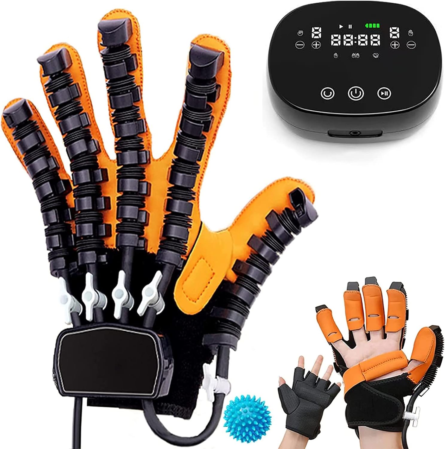 Finger Rehabilitation Robot Gloves, Upgrade Self-Training Finger Rehabilitation Device Functional Hand Splint, for Increasing Hand Strength(Size:M Code,Color:Left Hand)