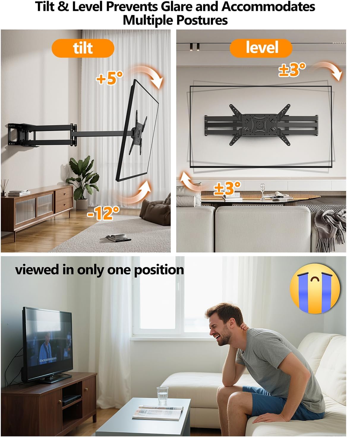 Rotating TV Wall Mount 180° Landscape to Vertical, Heavy Duty Long Arm TV Wall Mount Full Motion with 43 inch Extension for 42 to 77,80,85,86,90 inch Screen 132 lbs, Max VESA 600x400mm,16-24