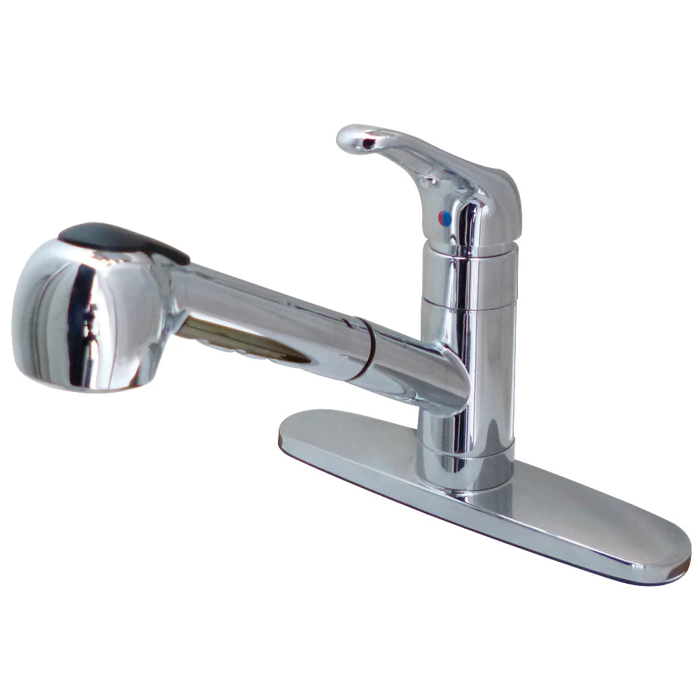Kingston Brass Gourmetier Century Single-Handle Kitchen Faucet with Pull-Out Sprayer, Polished Chrome (GSC881NCLSP)