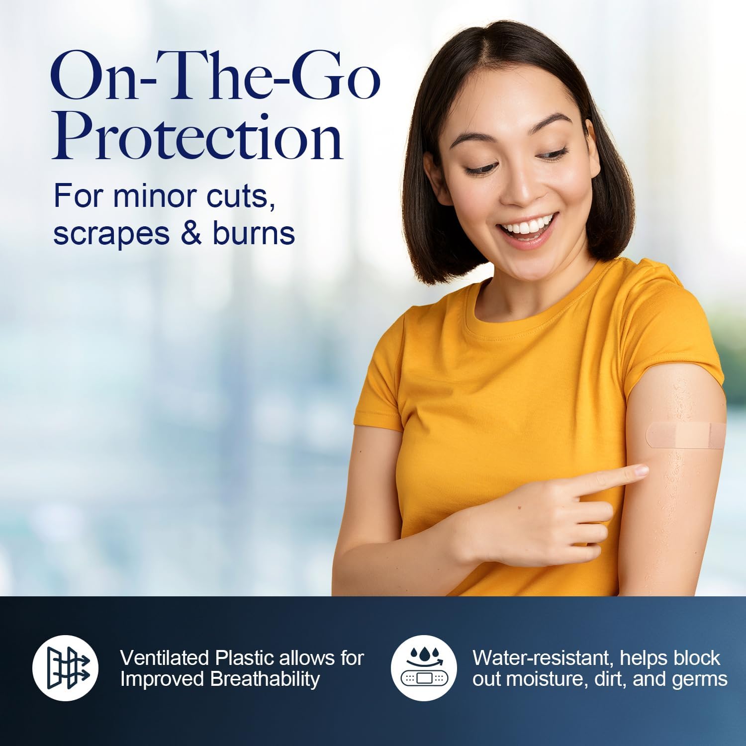 Dynarex Sheer Plastic Adhesive Bandages Water-Resistant and Sterile Non-Stick Pad First Aid Covers Minor Cuts Scratches - 1