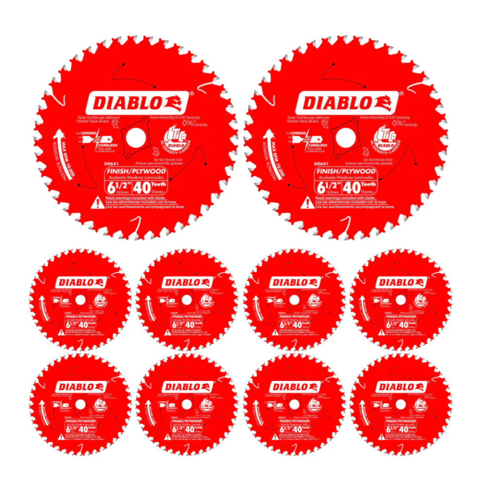 Diablo 6-1/2 inch x 40-Tooth ATB Precision Finishing Saw Blade (10-Pack)