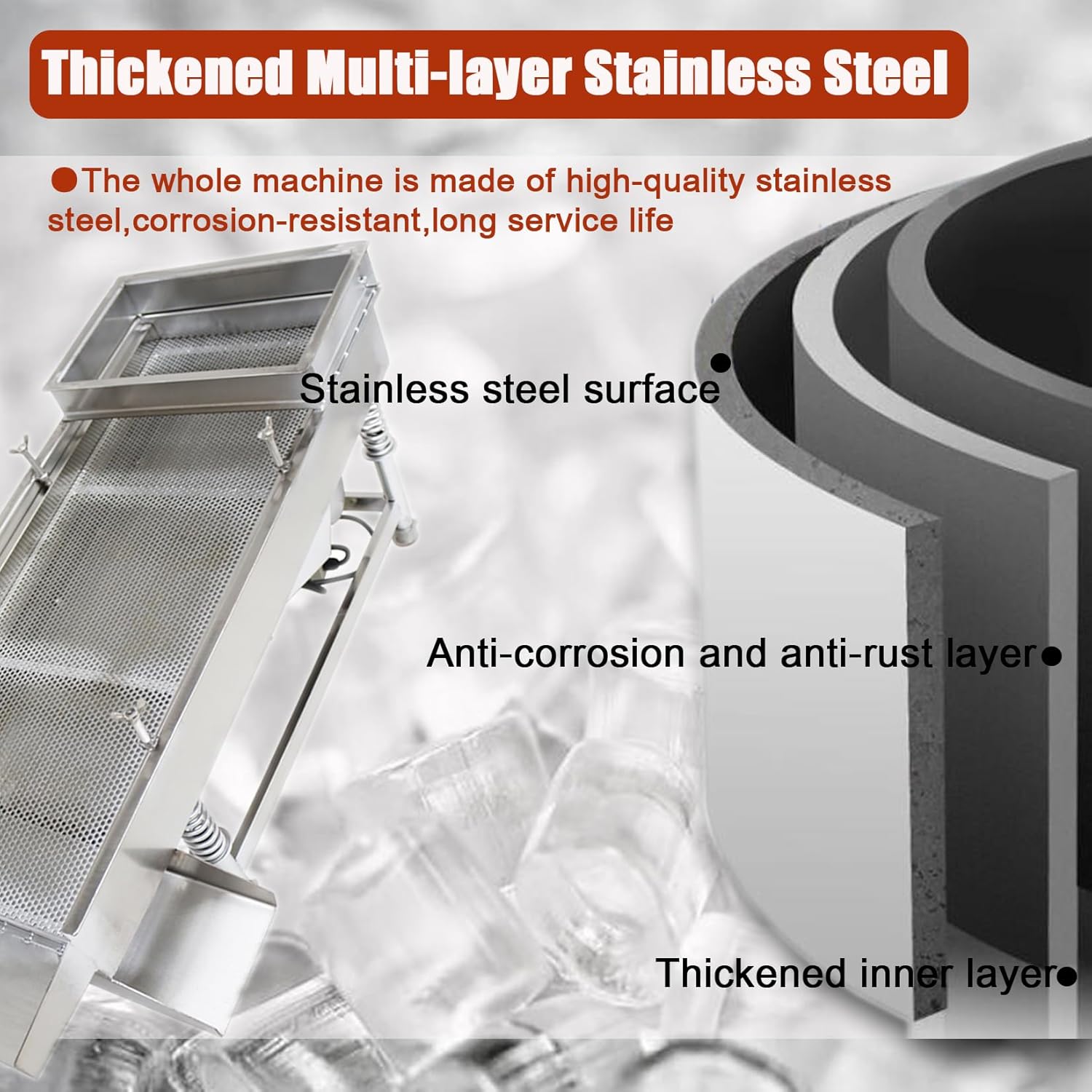 Electric Vibrating Sifter Straight Vibrating Sieve Shaker with 10mm Screen Stainless Steel Linear Sifter Machine Linear Shaker Single Motor 110v 80W