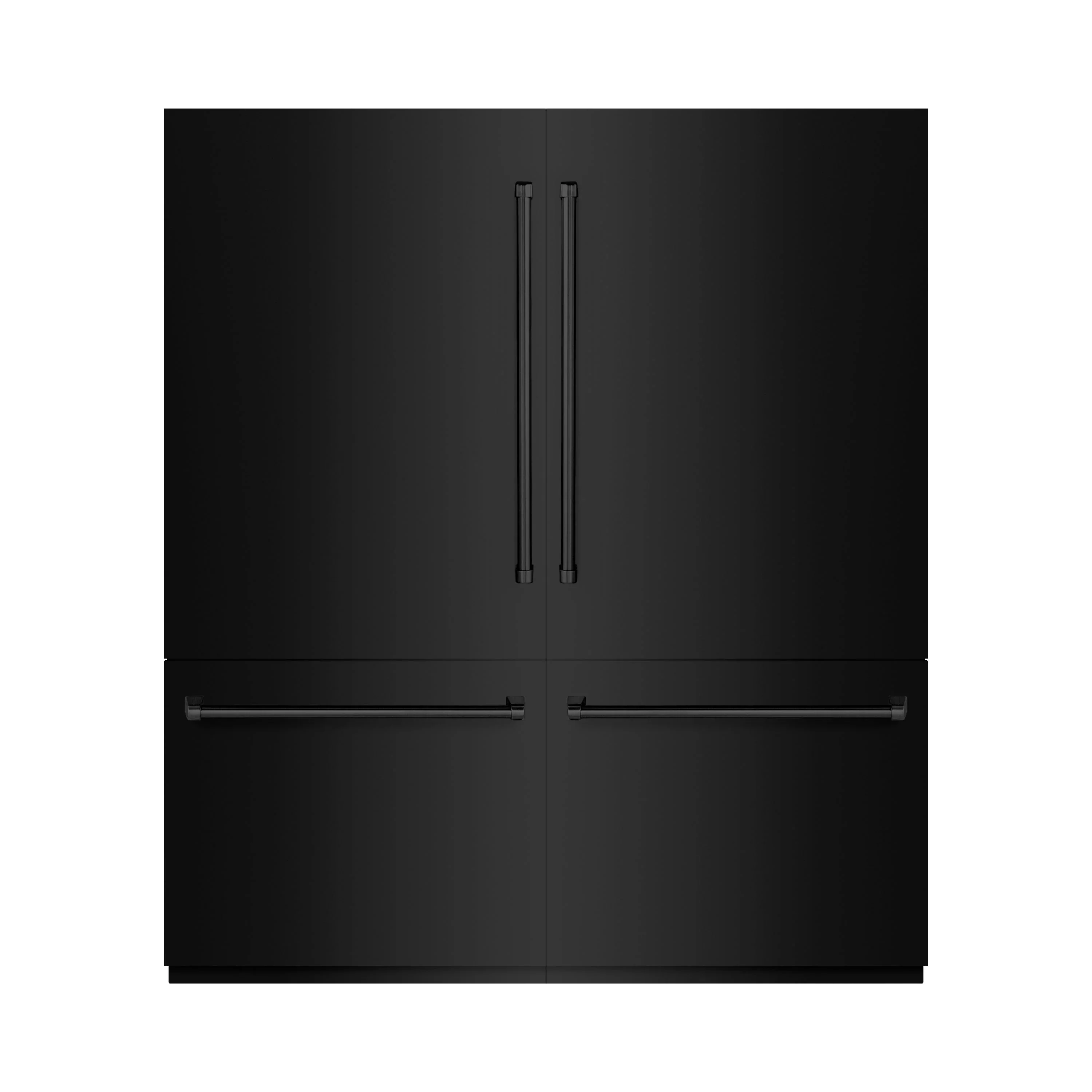 ZLINE 72-Inch 39.6 cu. ft. French Door Built-In Bottom Freezer Refrigerator with Water Dispensers and Ice Makers in Black Stainless Steel with Graphite Gray Interior (GRBIT-BS-72)