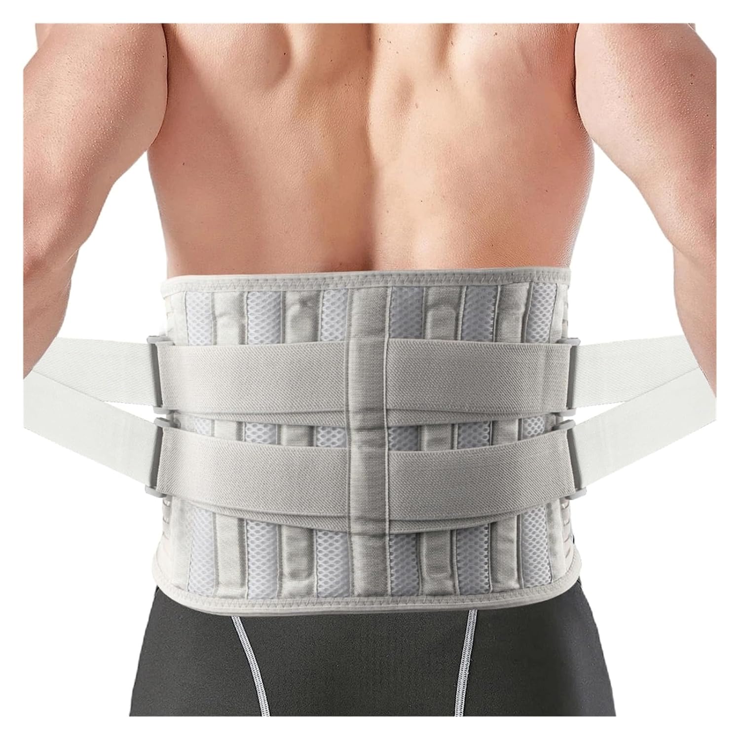 Back Brace for Men Women Lower Back with 6 Stays, Adjustable Back Support Belt for Work, Anti-skid Lumbar Support(Medium)