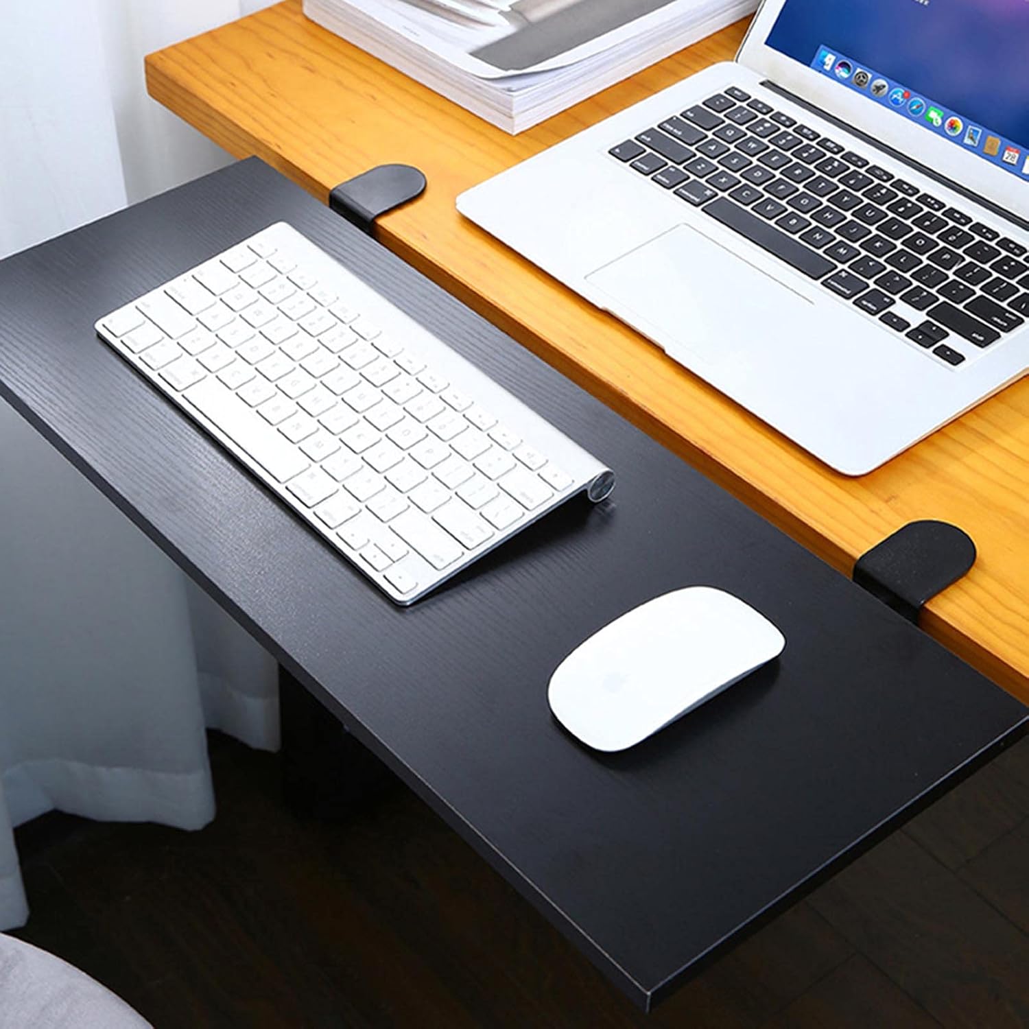 Foldable Desk Keyboard Extender,Ergonomic Keyboard Tray,Black Keyboard Armrest Shelf Stand,Elbow Arm Support,with C clamp,Black-65 * 24cm/25.6 * 9inch