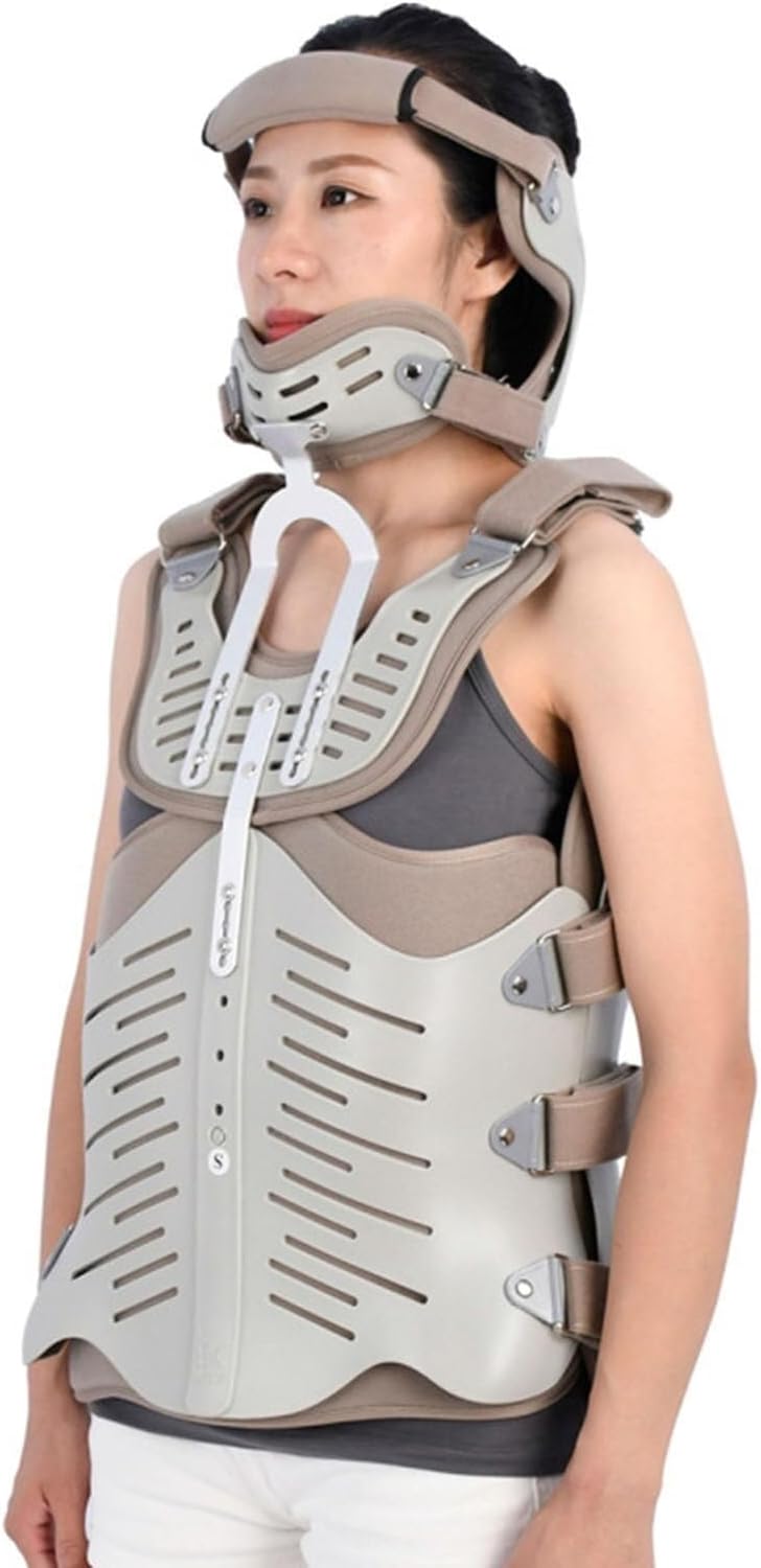 Head Neck Chest Fixed Brace Orthosis Cervical Thoracic Halo Brace Cervical Traction Device Adjuatable Cervicales Thoracic Orthosis(L(175-185cm))