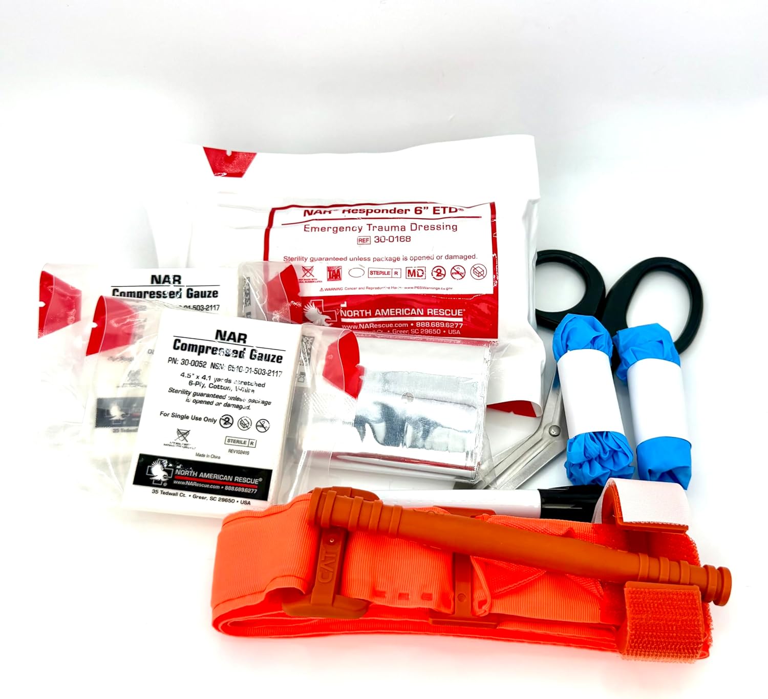 Basic Bleeding Control Kit from iThrive Medical - Stop The Bleed Kit with CAT Tourniquet, Trauma Dressing, Gauze & More - Public Access Emergency First Aid Kit in Red Nylon Bag